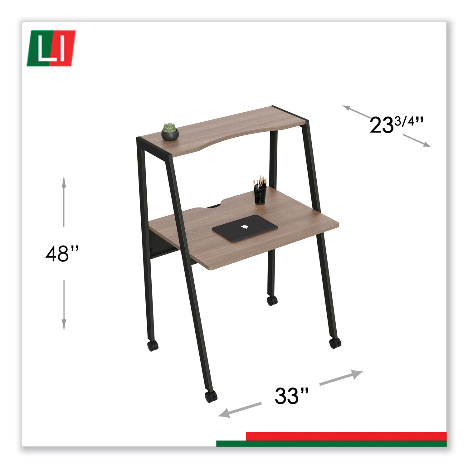 Kompass Flexible Home/Office Desk, 33 x 23.75 x 48, Mocha