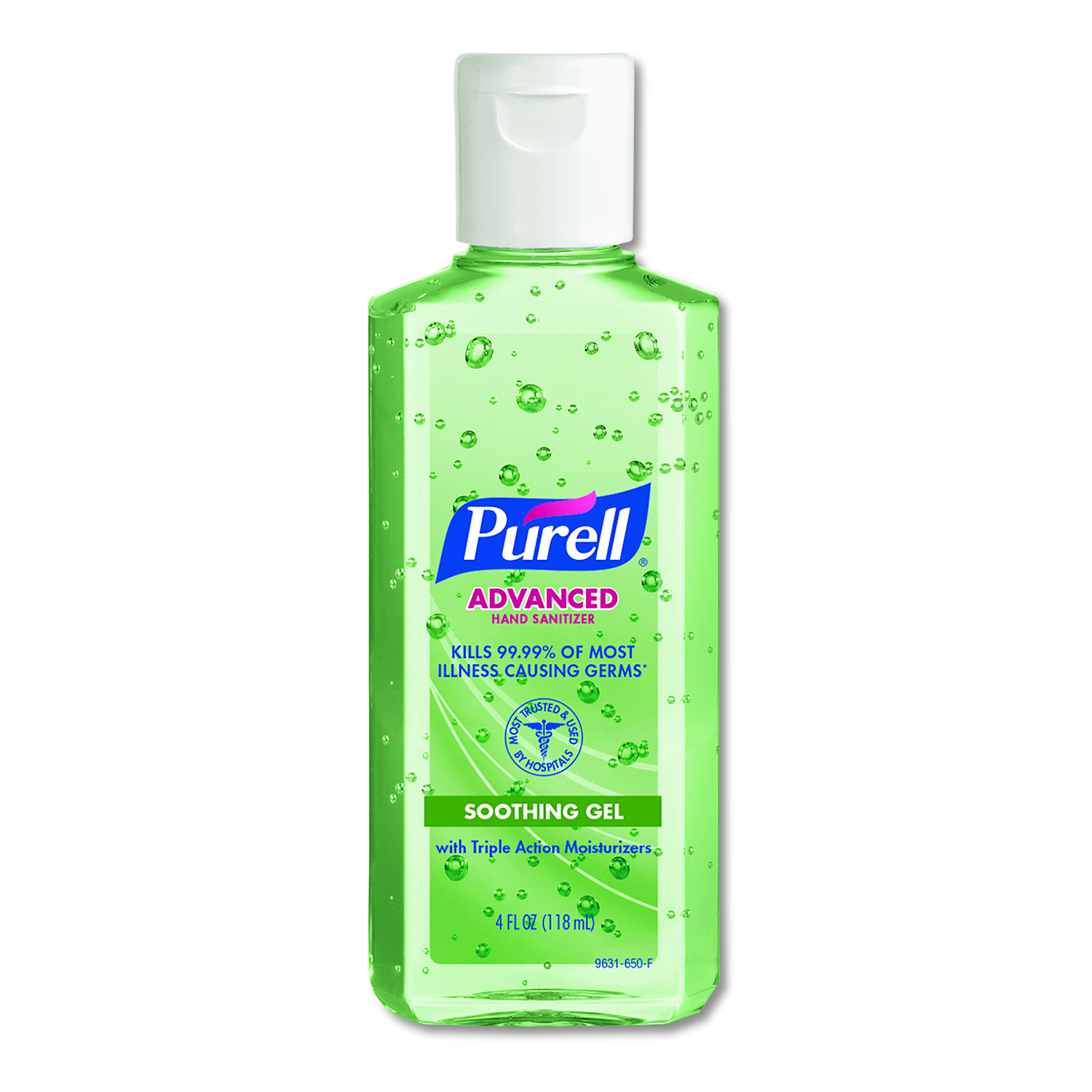  PURELL 9631-24 Advanced Hand Sanitizer Soothing Gel, Fresh Scent with Aloe and Vitamin E, Flip-Cap Bottle, 4 oz, 24/Carton (GOJ9631CT) 