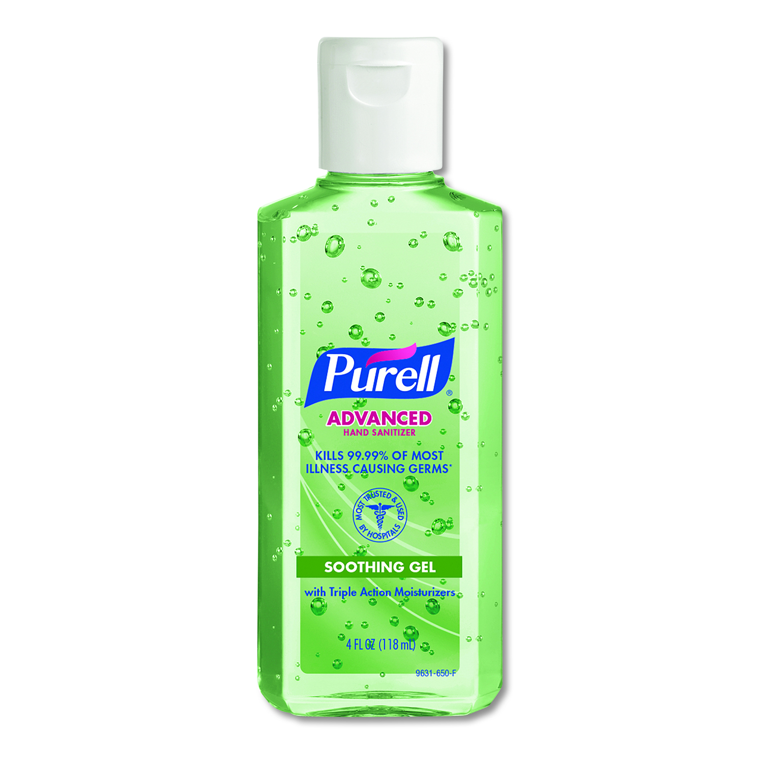  PURELL 9631-24 Advanced Soothing Gel Hand Sanitizer, Fresh Scent with Aloe and Vitamin E, Flip-Cap Bottle, 4 oz (GOJ9631EA) 