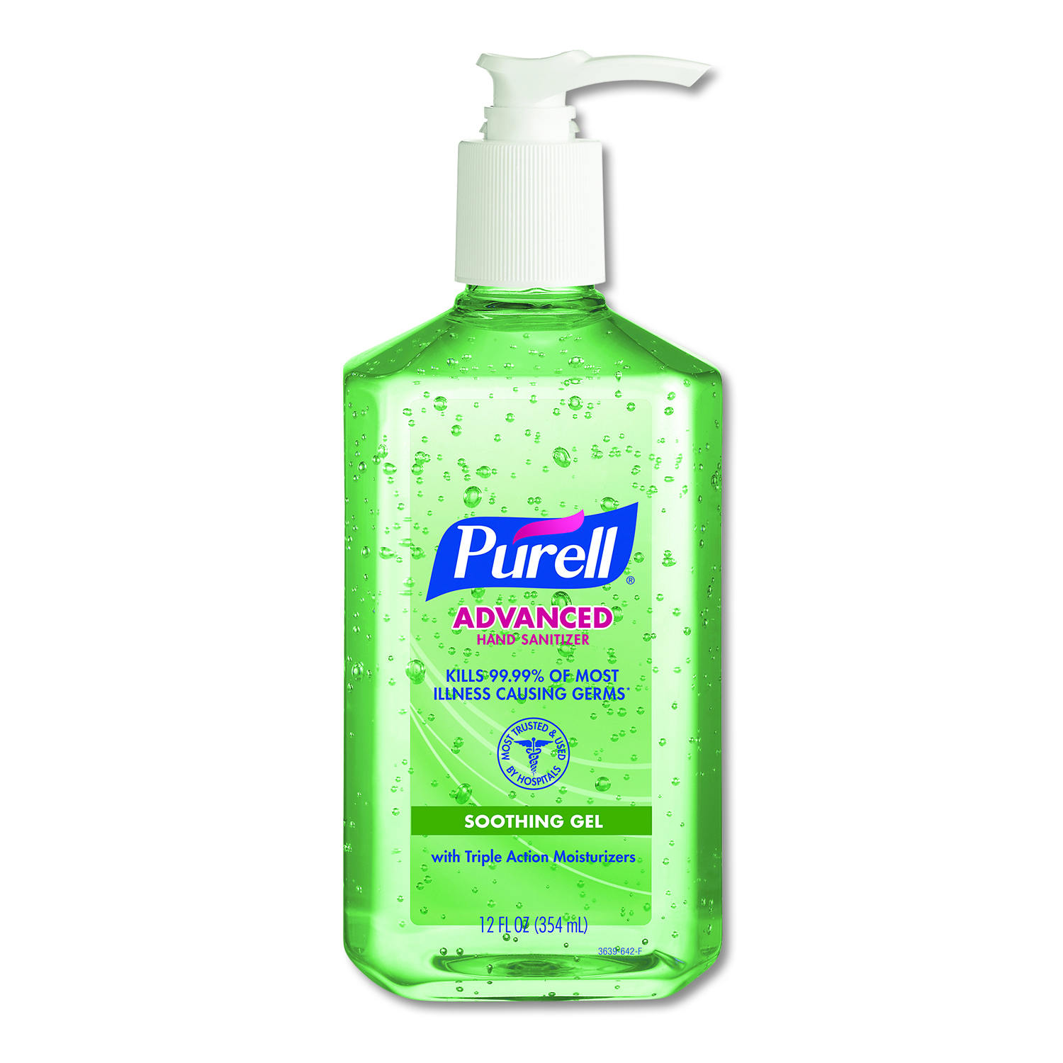  PURELL 3639-12 Advanced Soothing Gel Hand Sanitizer, Fresh Scent with Aloe and Vitamin E, 12 oz Pump Bottle (GOJ363912EA) 