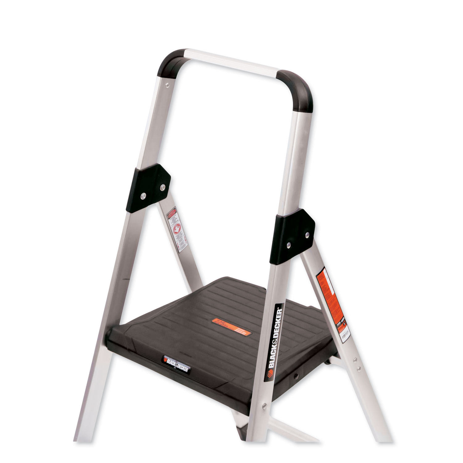 Aluminum Step Stool Ladder, 225 lb Capacity, 18 1/2w x 23 1/2 spread x 38 1/2h