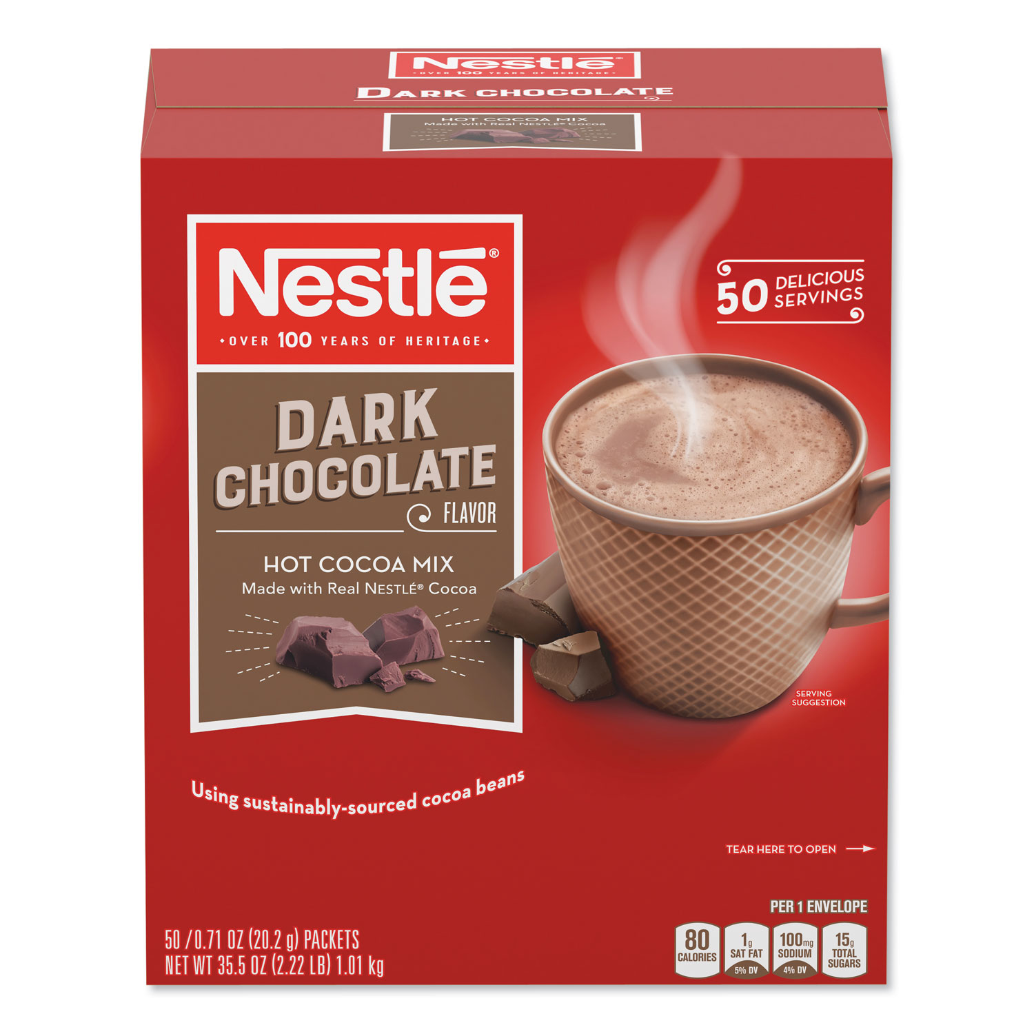  Nestlé 70060 Hot Cocoa Mix, Dark Chocolate, 0.71 oz, 50/Box (NES70060) 