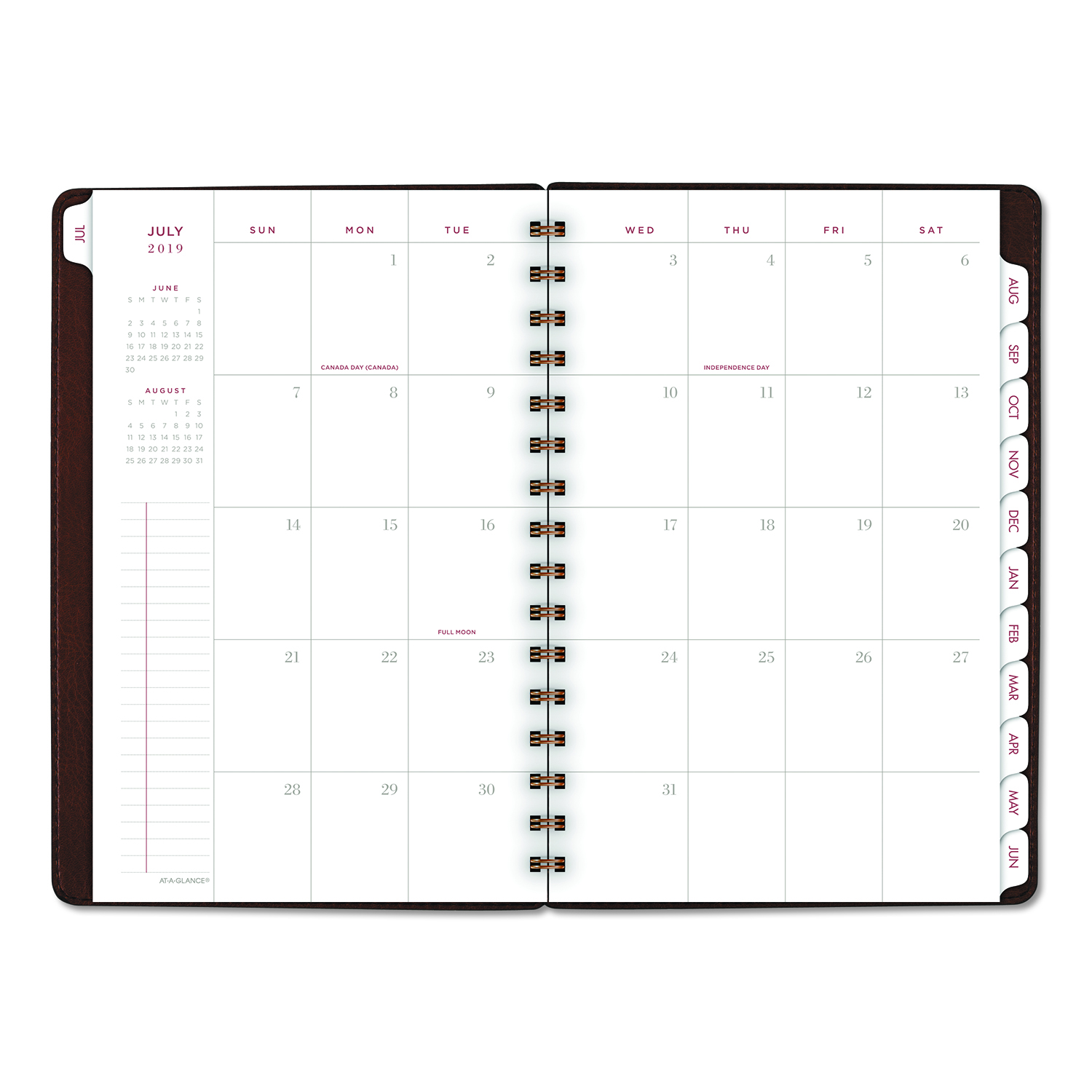 Signature Collection Academic Planner, 8 1/2 x 5 3/8, Distressed Brown,2019-2020