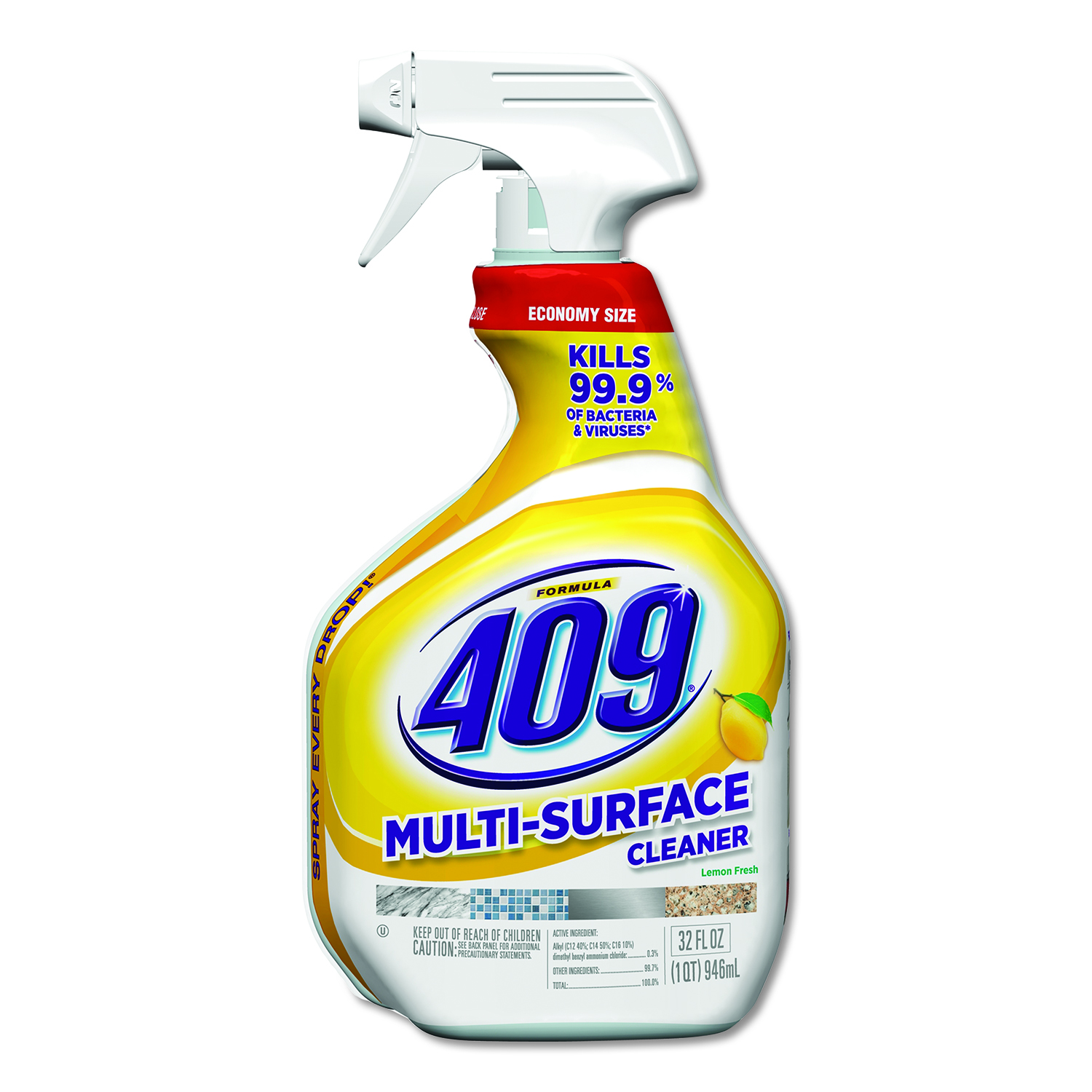  Formula 409 CLO30954 Multi-Surface Cleaner, 32 oz Spray Bottle, Lemon, 9/Carton (CLO30954) 