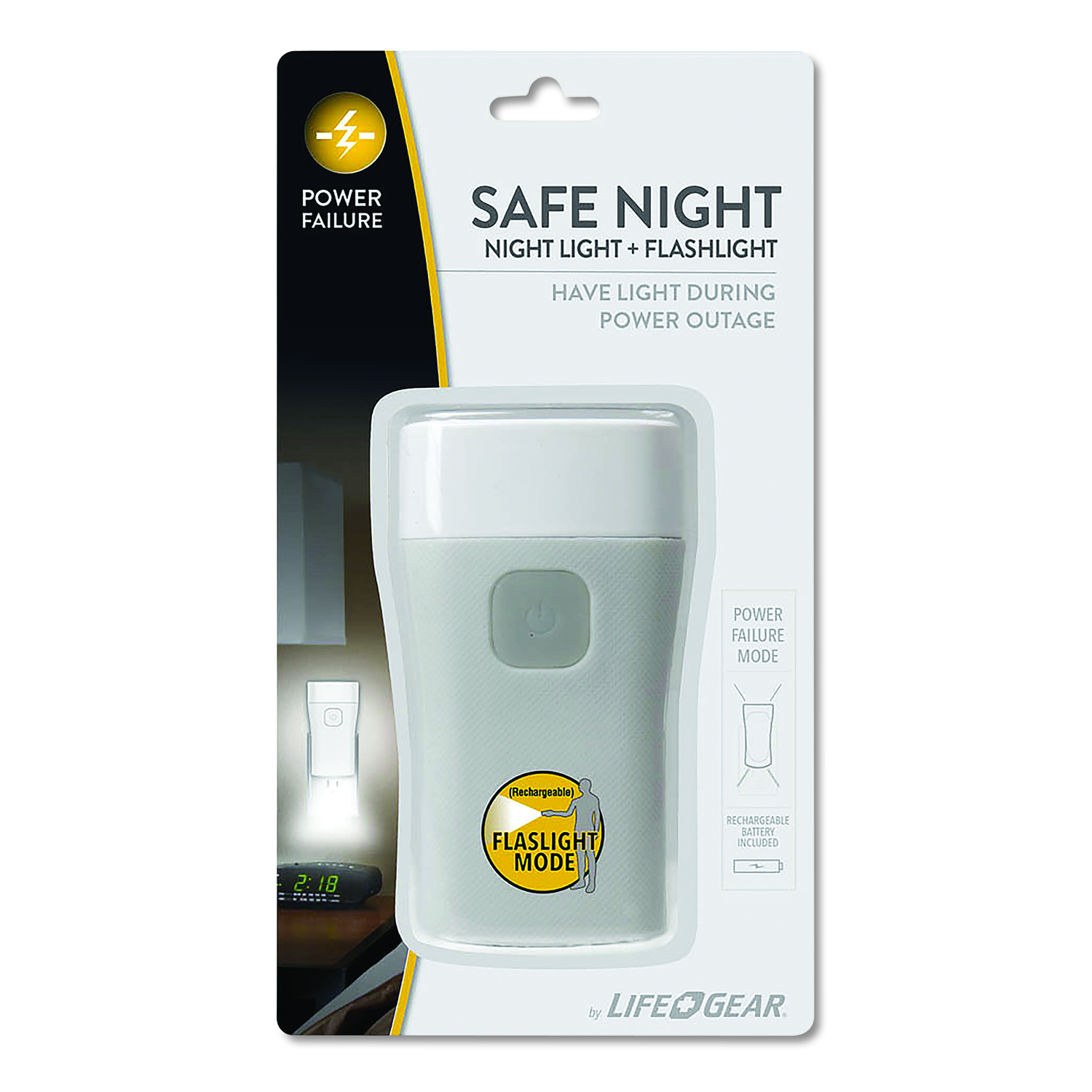  Life+Gear 413788 Safe Night Nightlight + Flashlight, 1 Rechargeable Lithium-Ion Battery (Included), Gray (DCY413788) 