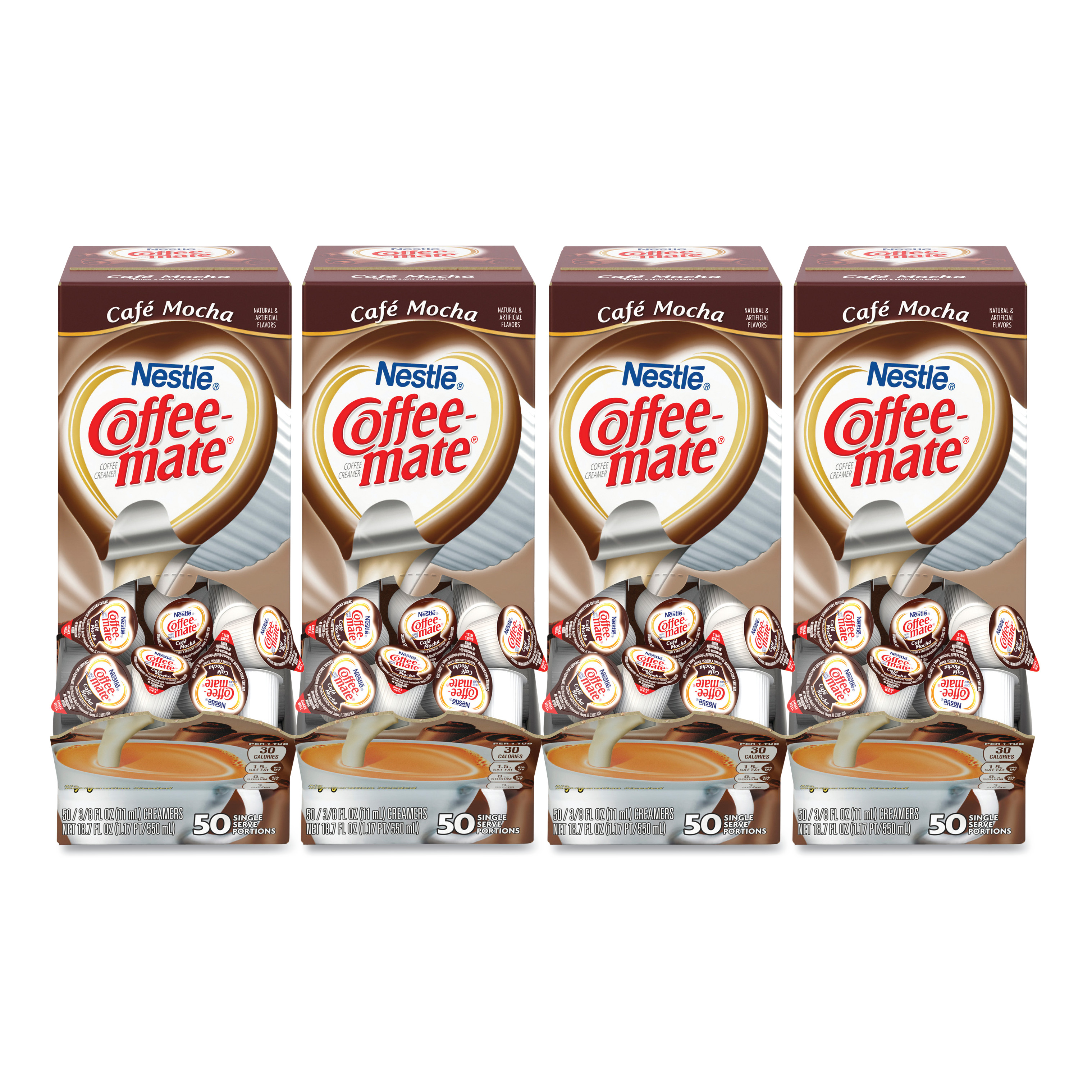 Liquid Coffee Creamer Cafe Mocha 0 38 Oz Mini Cups 50 Box 4 Boxes Carton 200 Total Carton American Sanitary Supply Co Inc