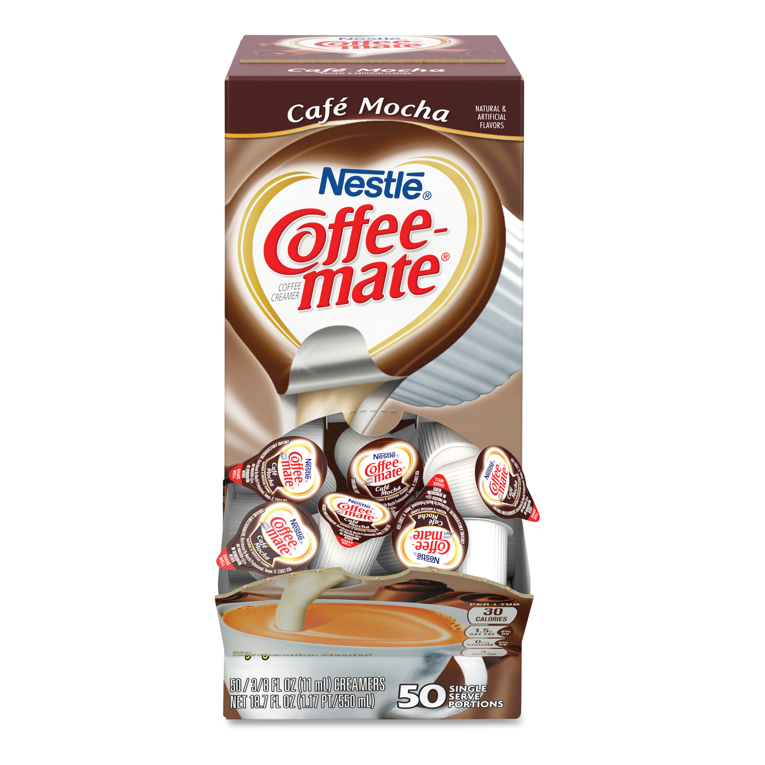  Coffee-mate NES35115 Liquid Coffee Creamer, Cafe Mocha, 0.38 oz Mini Cups, 50/Box (NES35115) 