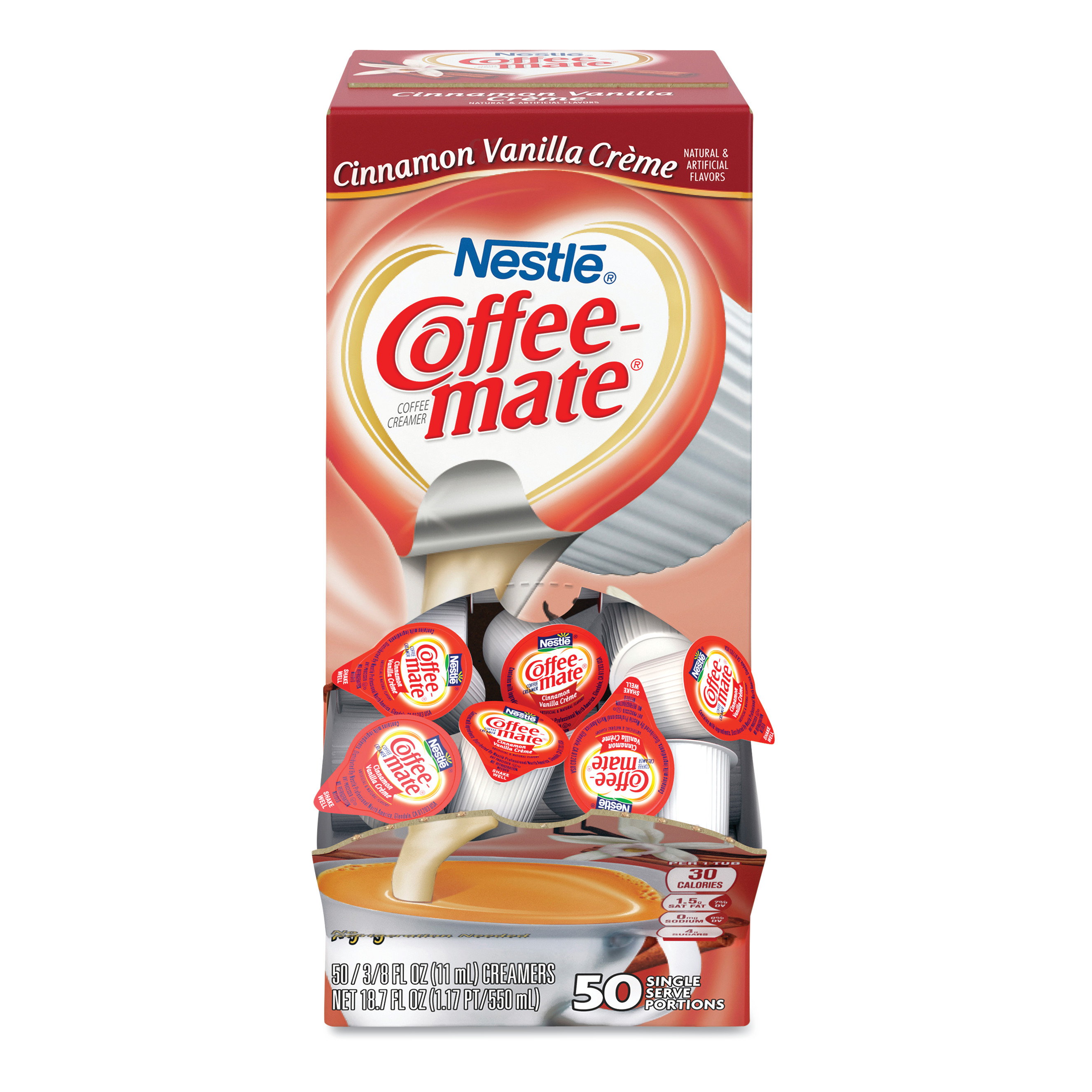  Coffee-mate NES42498 Liquid Coffee Creamer, Cinnamon Vanilla, 0.38 oz Mini Cups, 50/Box (NES42498) 