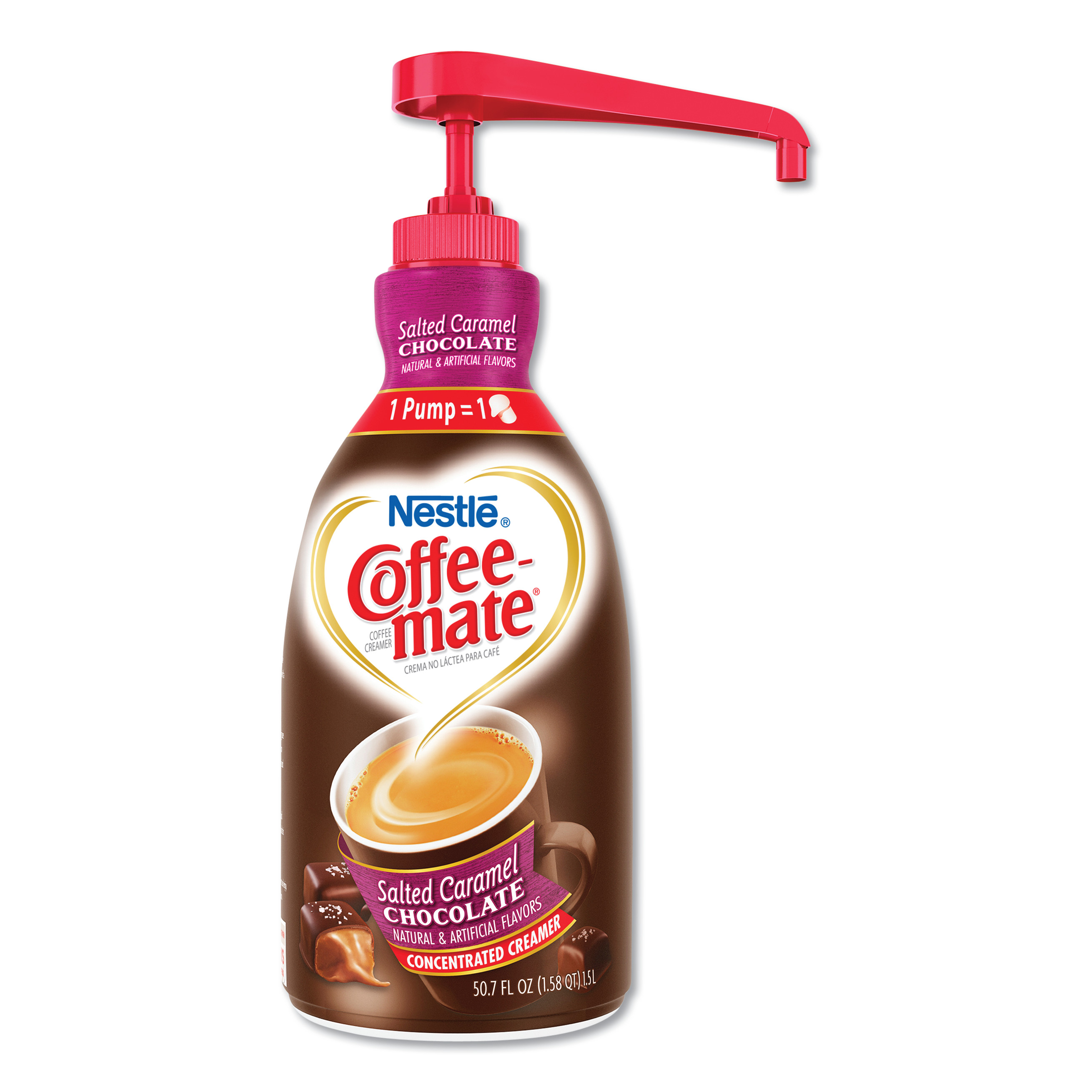  Coffee-mate 79976 Liquid Creamer Pump Bottle, Salted Caramel Chocolate, 1.5 Liter (NES79976) 