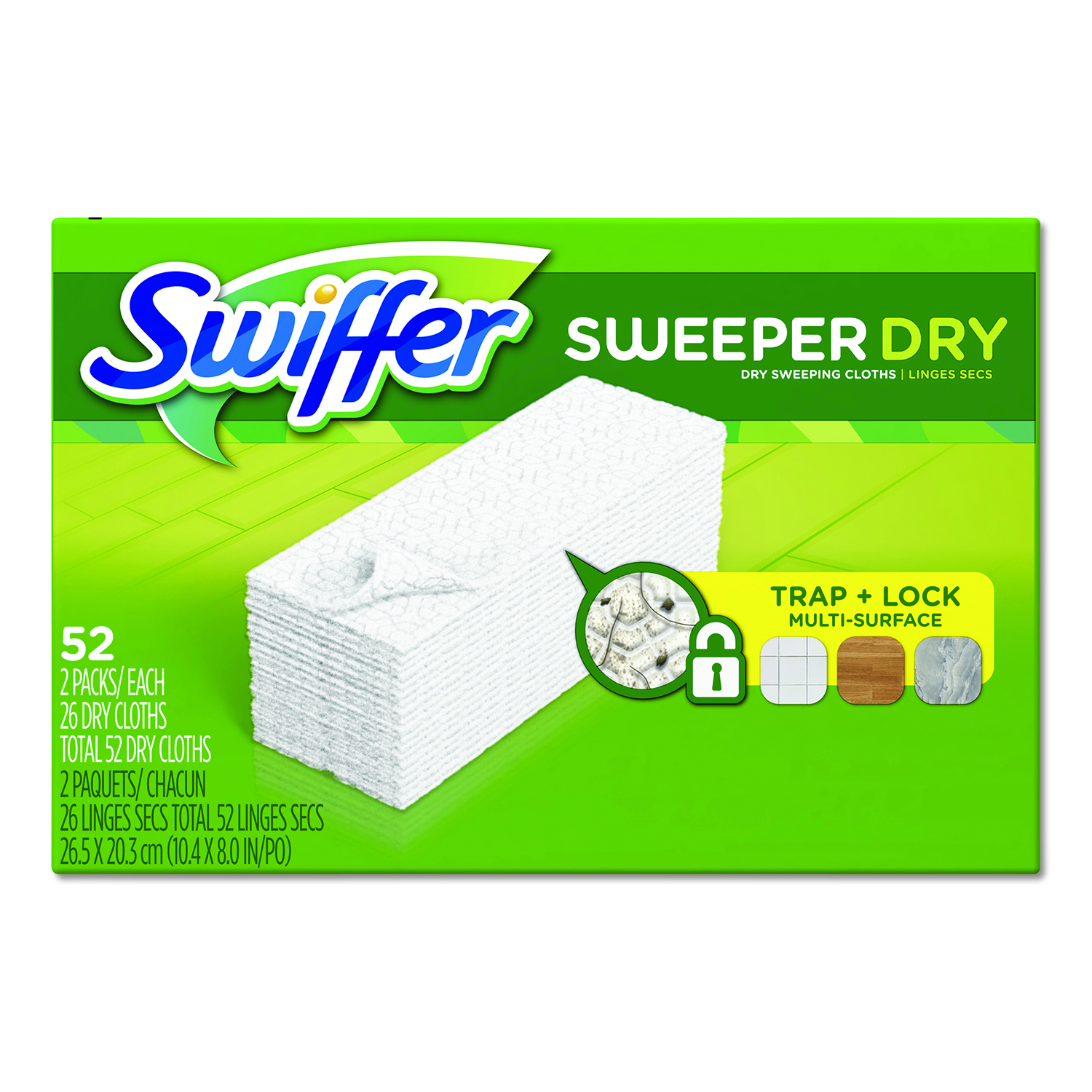  Swiffer 81216 Dry Refill Cloths, White, 10 2/5 x 8, 52/Box, 3 Boxes/Carton (PGC81216) 