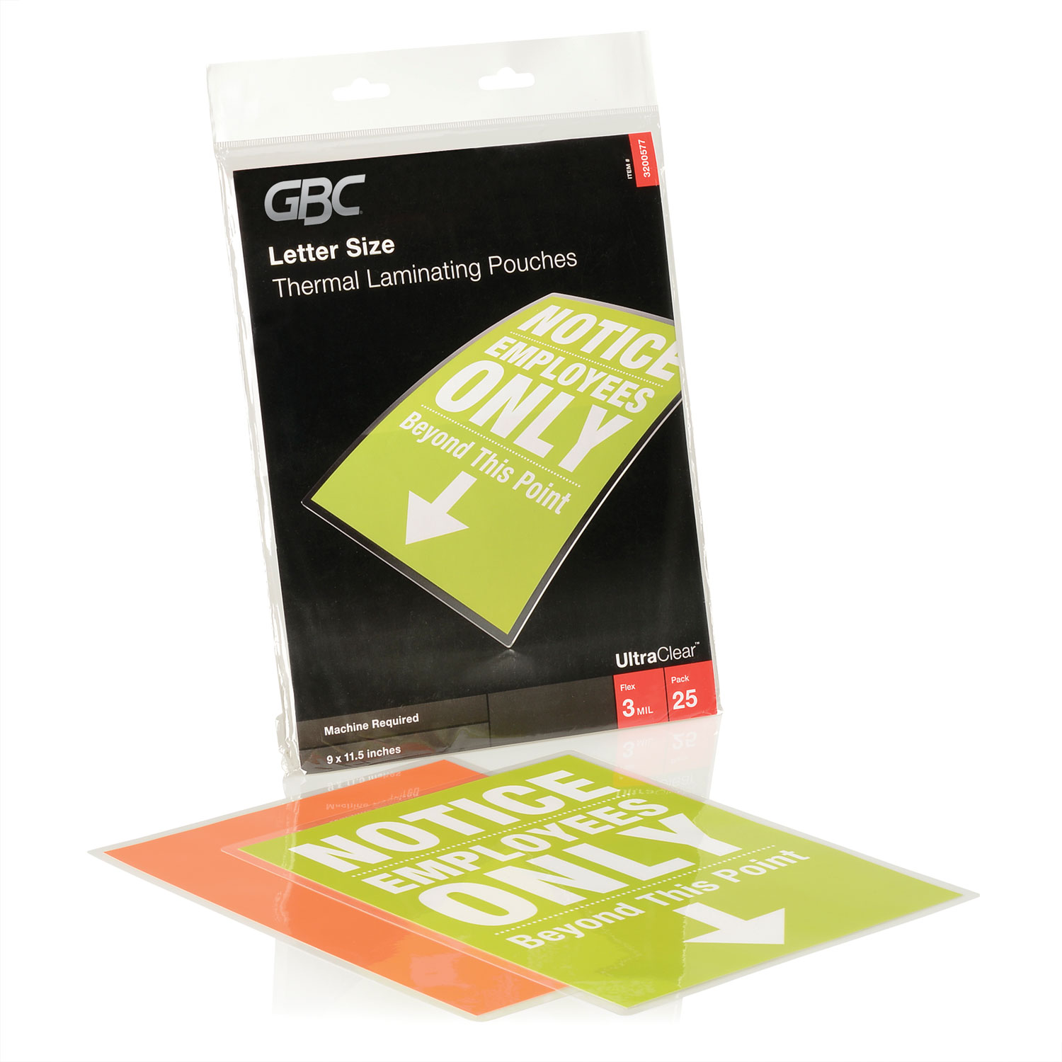  GBC 3200577CF UltraClear Thermal Laminating Pouches, 3 mil, 9 x 11.5, Gloss Clear, 25/Pack (GBC3200577B) 