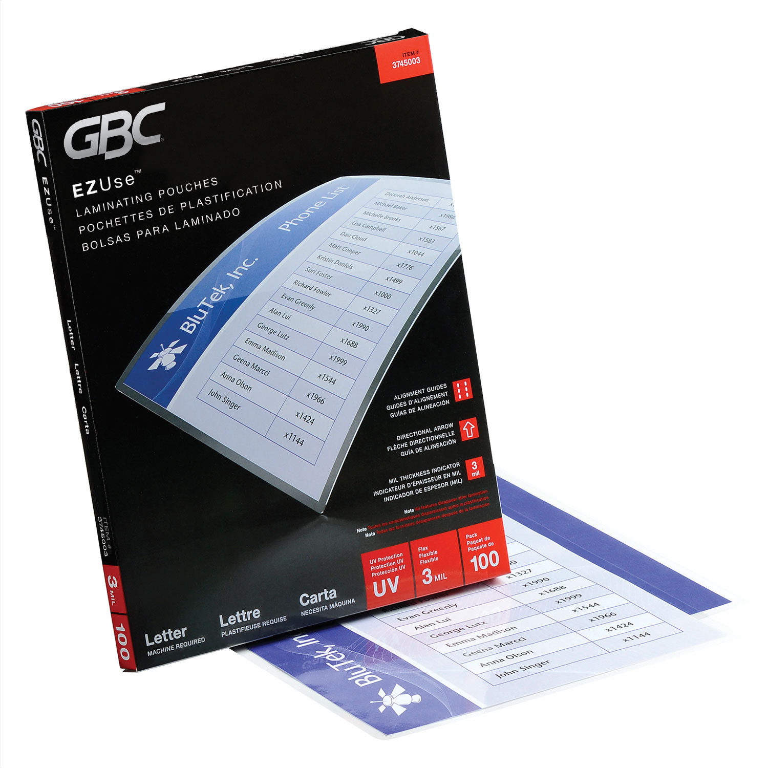  GBC 3745003F EZUse Thermal Laminating Pouches, 3 mil, 9 x 11.5, Gloss Clear, 100/Box (GBC3745003) 