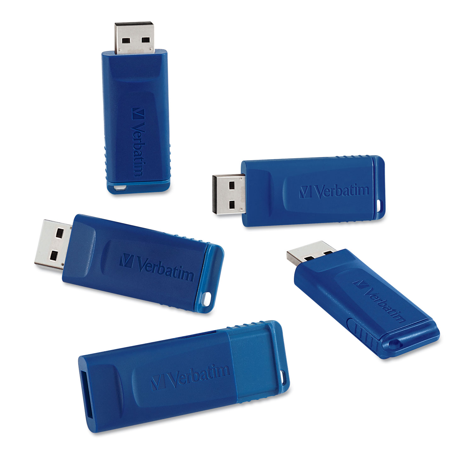  Verbatim 99121 Classic USB 2.0 Flash Drive, 8 GB, Blue, 5/Pack (VER99121) 