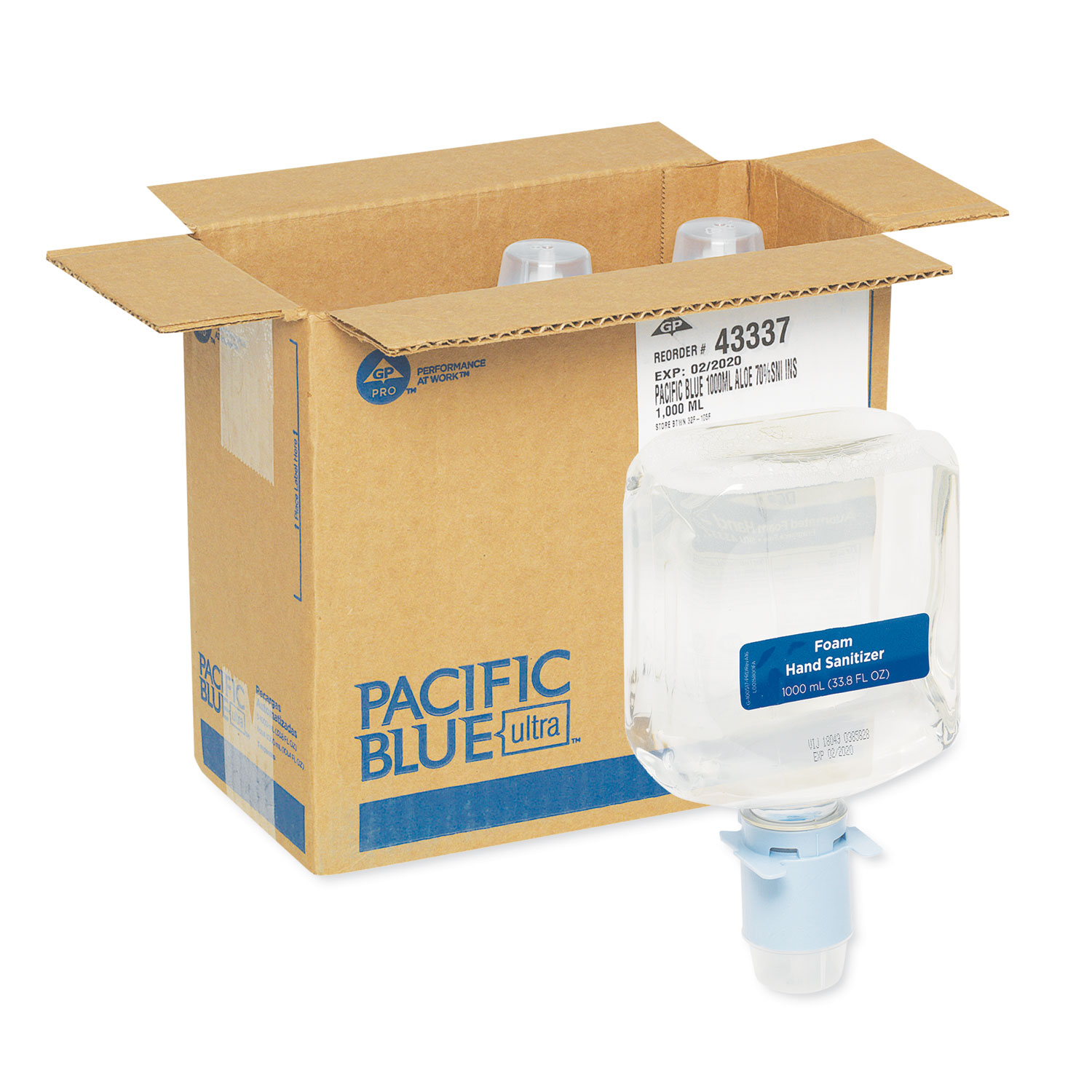  Georgia Pacific Professional 43337 Pacific Blue Ultra Automated Sanitizer Dispenser Refill, 1000 mL Bottle, 3/CT (GPC43337) 