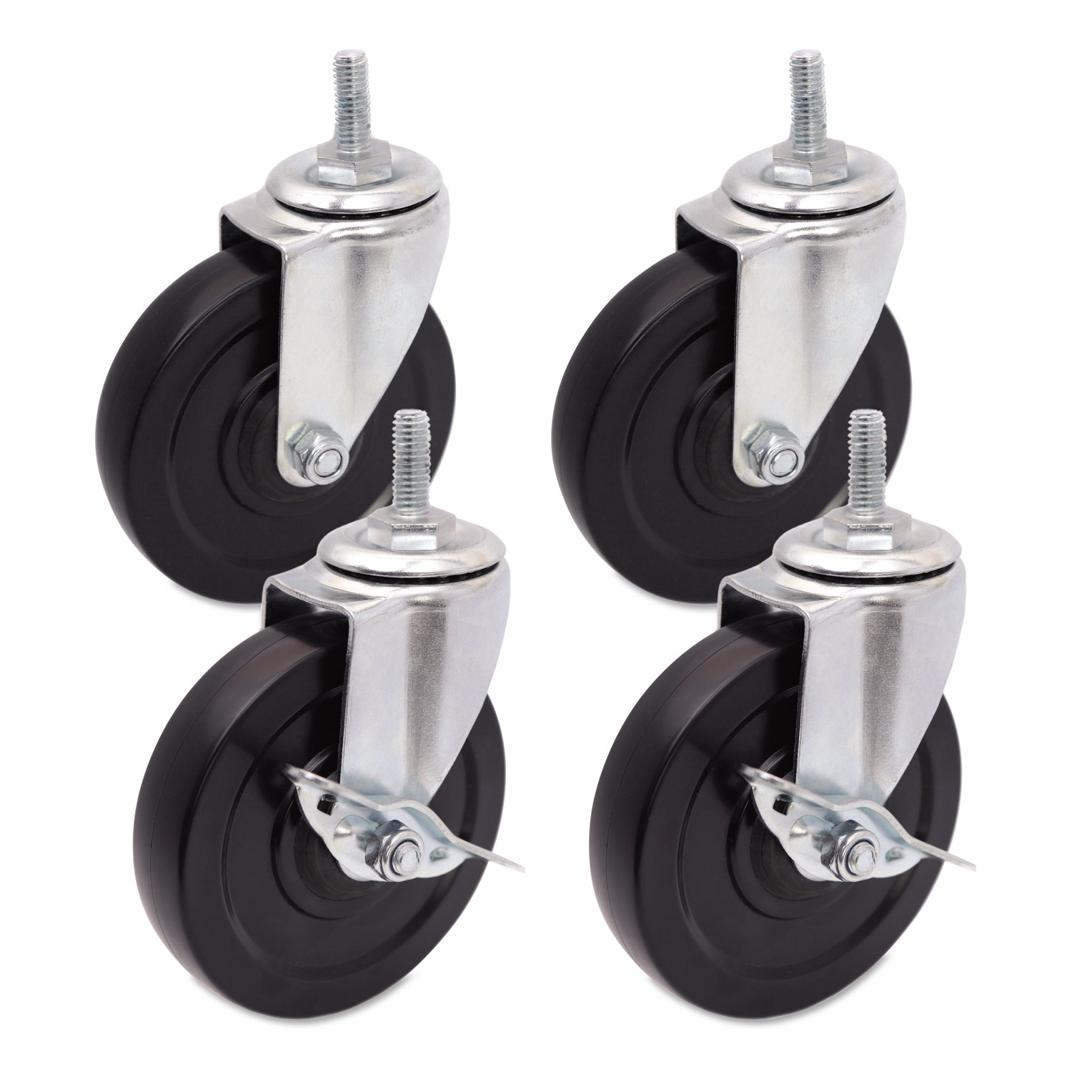 4 Optional Casters for Wire Shelving, PVC, Grip Ring, 200lb/Caster, 4/Set