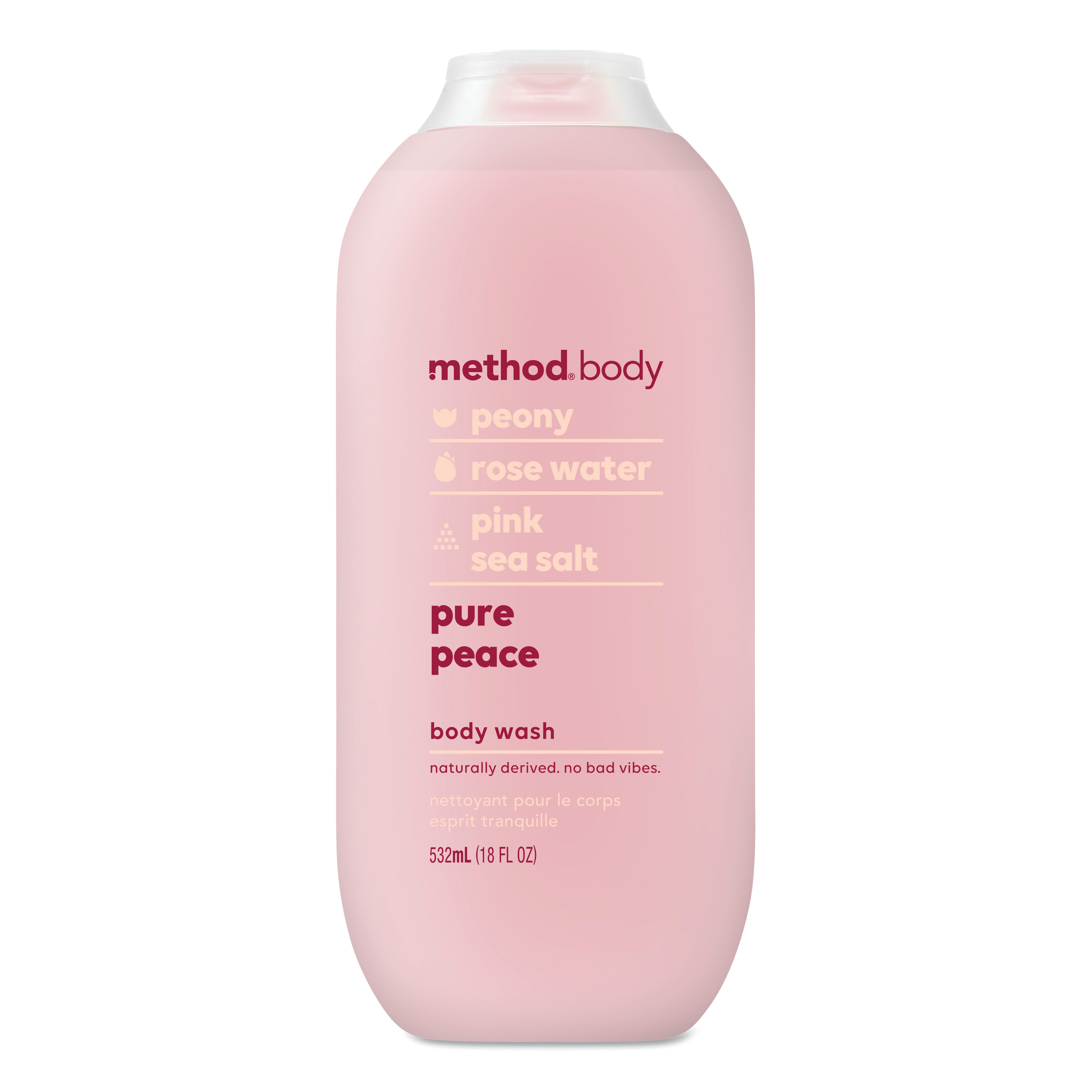 Womens Body Wash, 18 oz, Peony/Rose Water/Pink Sea Salt, 6/Carton