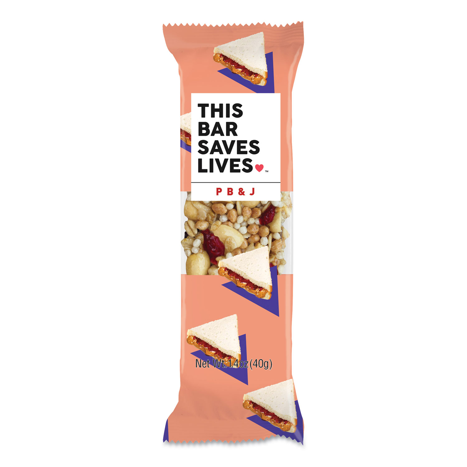 THIS BAR SAVES LIVES™ Snackbars, PBandJ, 1.4 oz, 12/Box