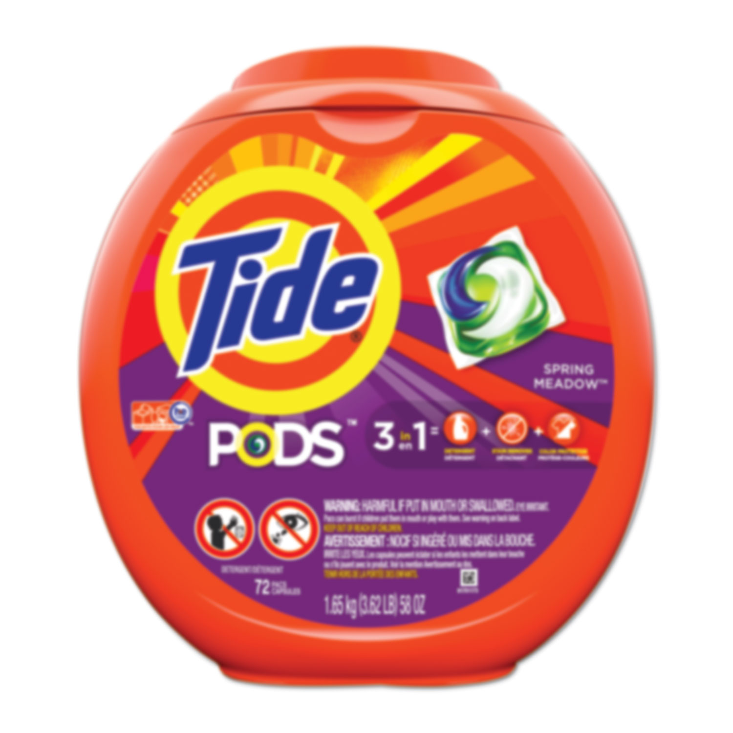  Tide 50978 Detergent Pods, Spring Meadow Scent, 72 Pods/Pack, 4 Packs/Carton (PGC50978CT) 