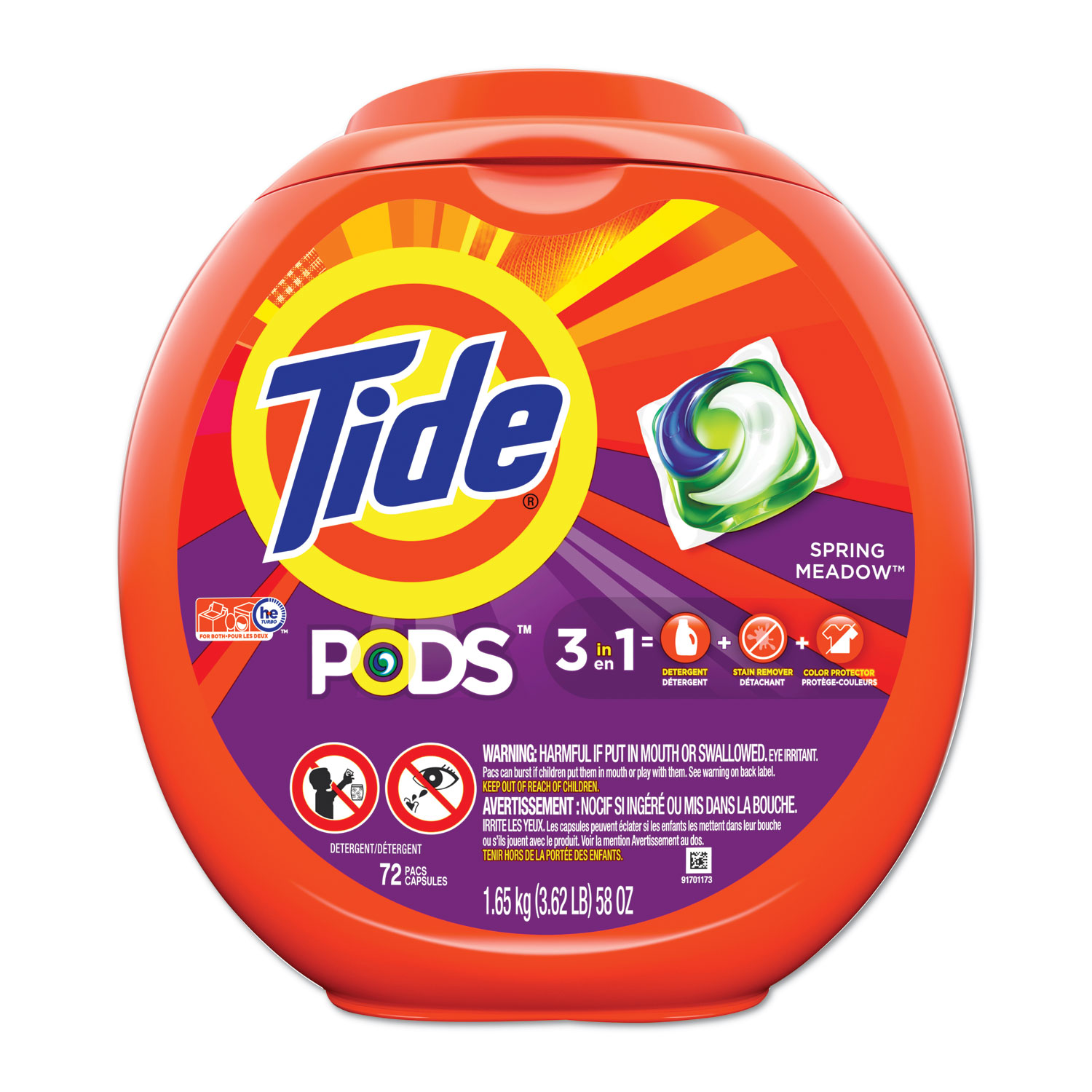  Tide 50978 Detergent Pods, Spring Meadow Scent, 72 Pods/Pack (PGC50978) 