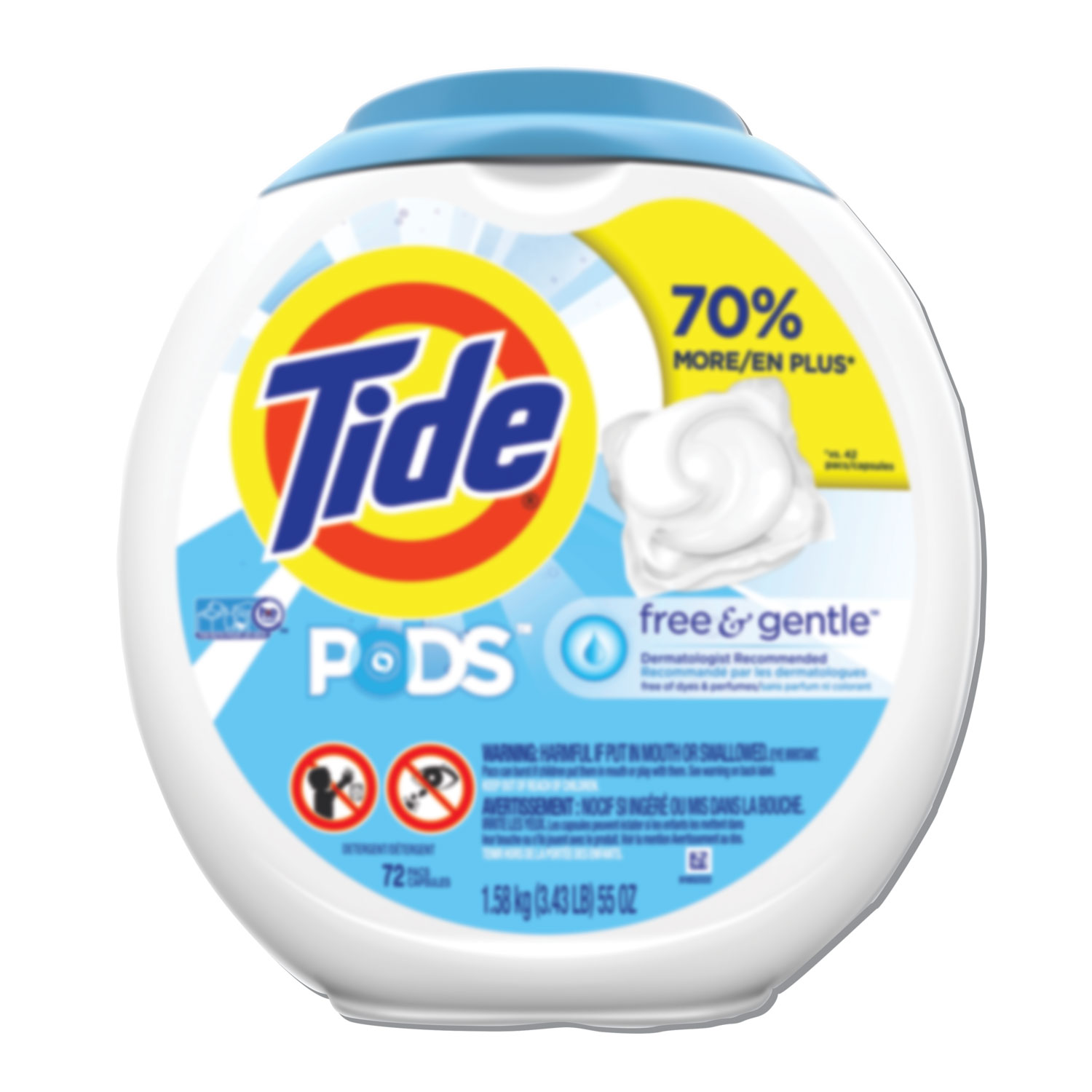  Tide 89892 Free & Gentle Laundry Detergent, Pods, 72/Pack (PGC89892EA) 