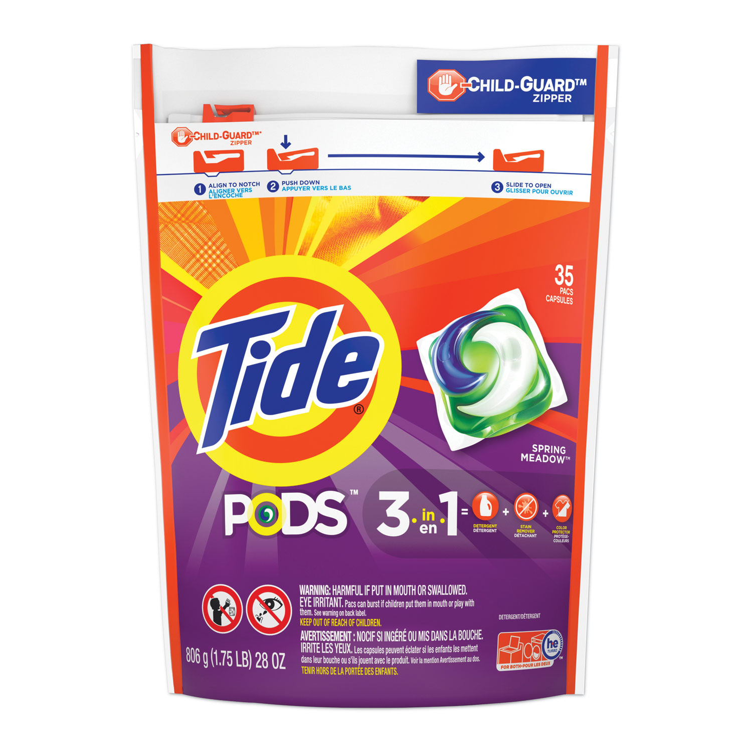  Tide 93127 Pods, Laundry Detergent, Spring Meadow, 35/Pack, 4 Packs/Carton (PGC93127CT) 
