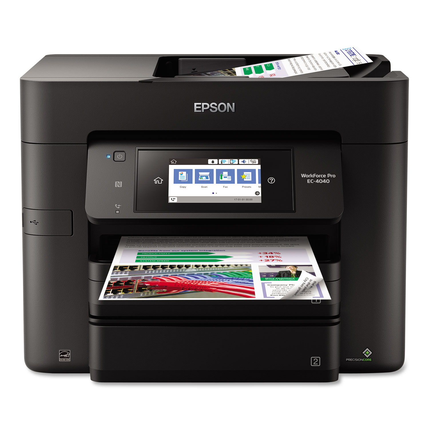  Epson C11CF75203 WorkForce Pro EC-4040 Color Multifunction Printer, Copy/Fax/Print/Scan (EPSC11CF75203) 