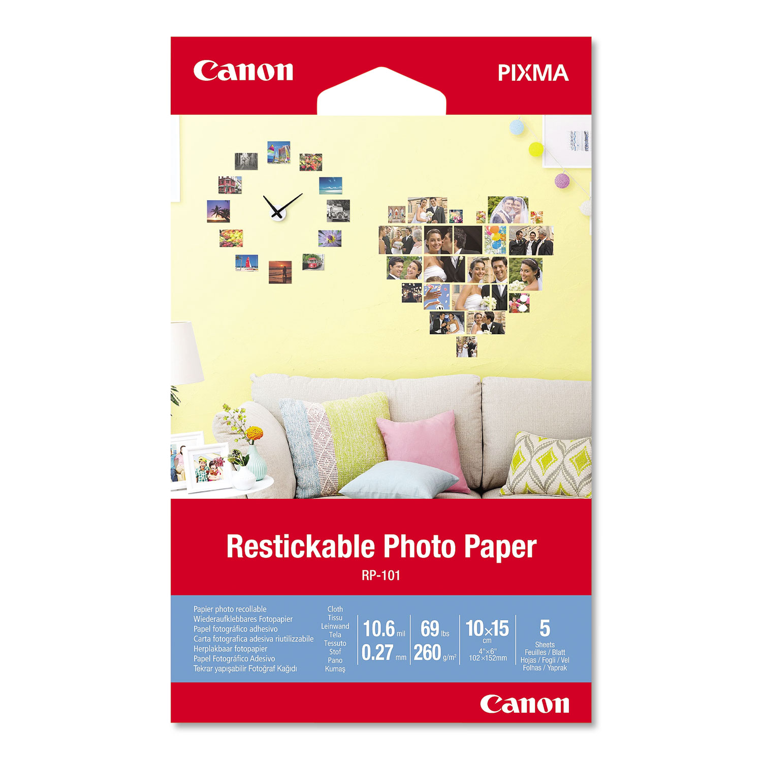  Canon 3635C002 Matte Restickable Photo Paper, 10.6 mil, 4 x 6, White, 5 Sheets/Pack (CNM3635C002) 