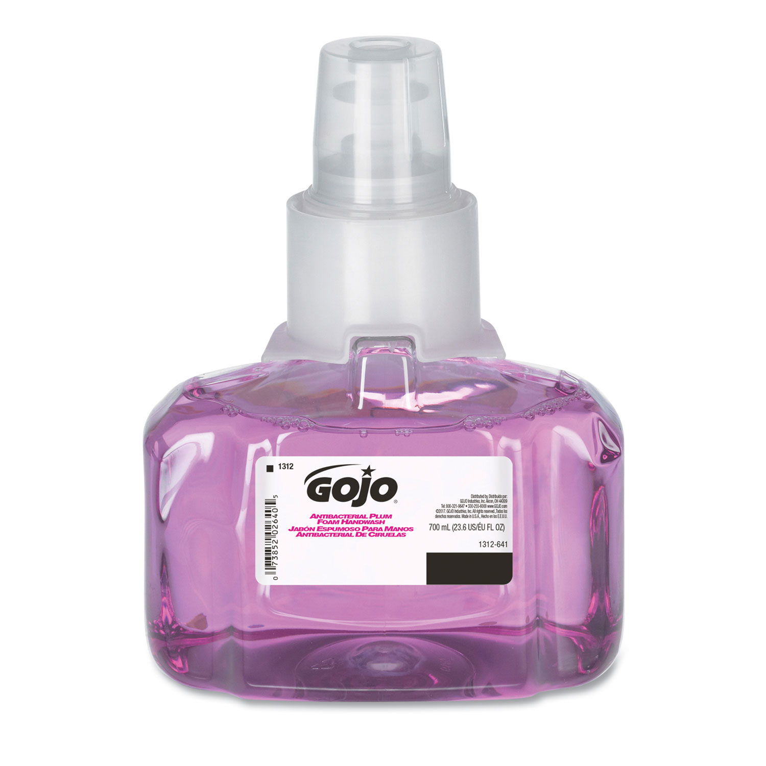  GOJO 1312-03 Antibacterial Foam Hand Wash, 700 mL Refill, Plum Scent, 3/Carton (GOJ131203) 