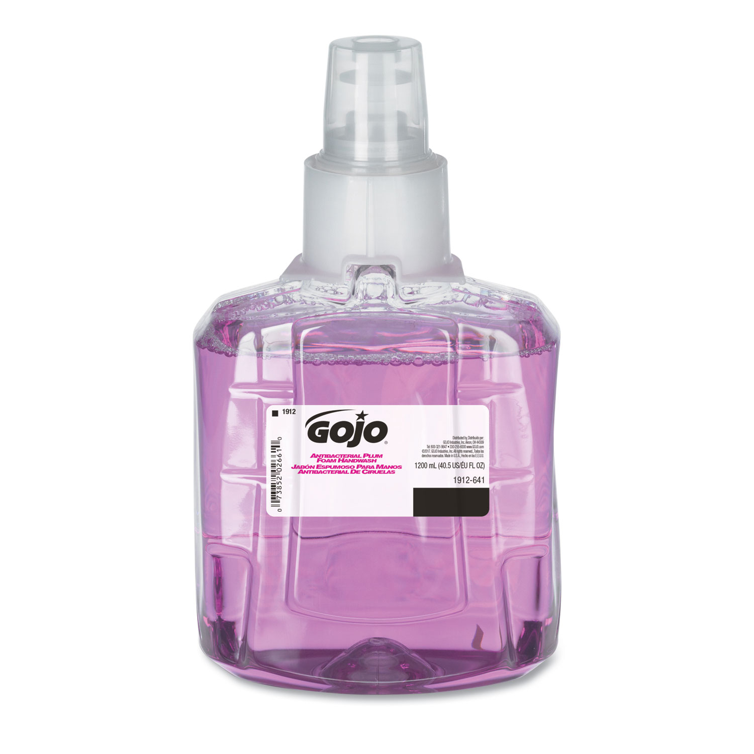  GOJO 1912-02 Antibacterial Plum Foam Hand Wash, 1200mL, Plum Scent, Clear Purple (GOJ191202EA) 