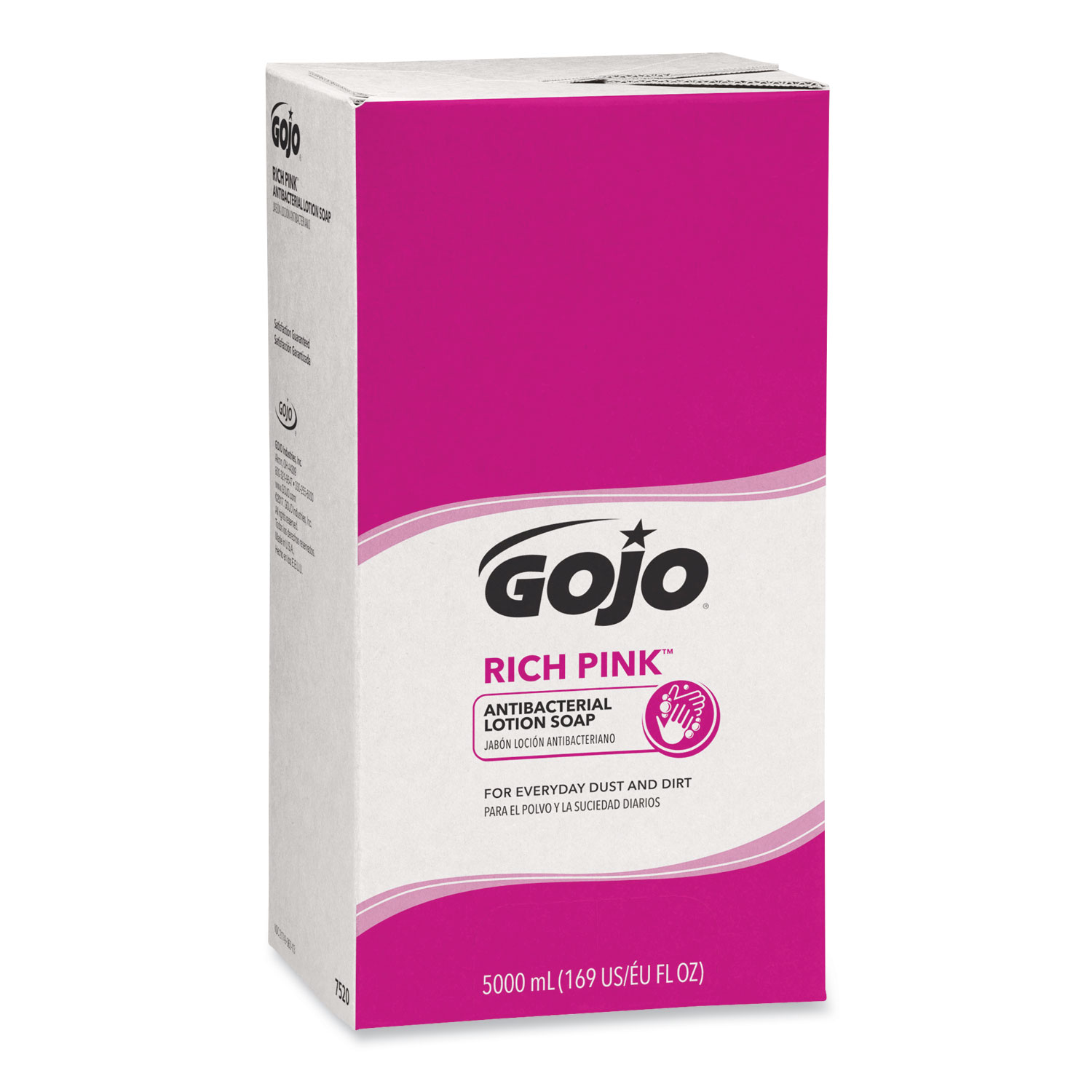  GOJO 7520-02 RICH PINK Antibacterial Lotion Soap Refill, 5000mL, Floral Scent, Pink, 2/Carton (GOJ7520) 