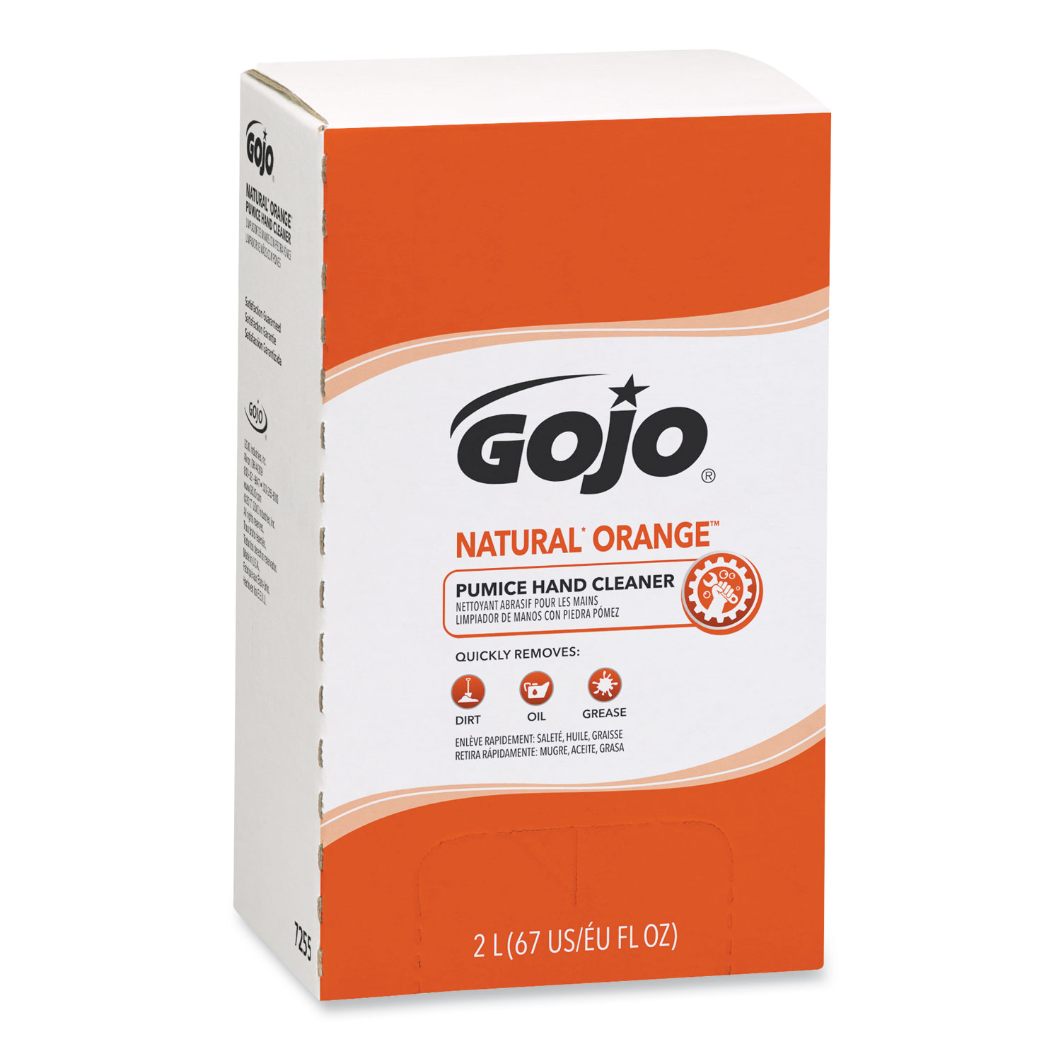  GOJO 7255-04 NATURAL ORANGE Pumice Hand Cleaner Refill, Citrus Scent, 2000mL, 4/Carton (GOJ7255) 