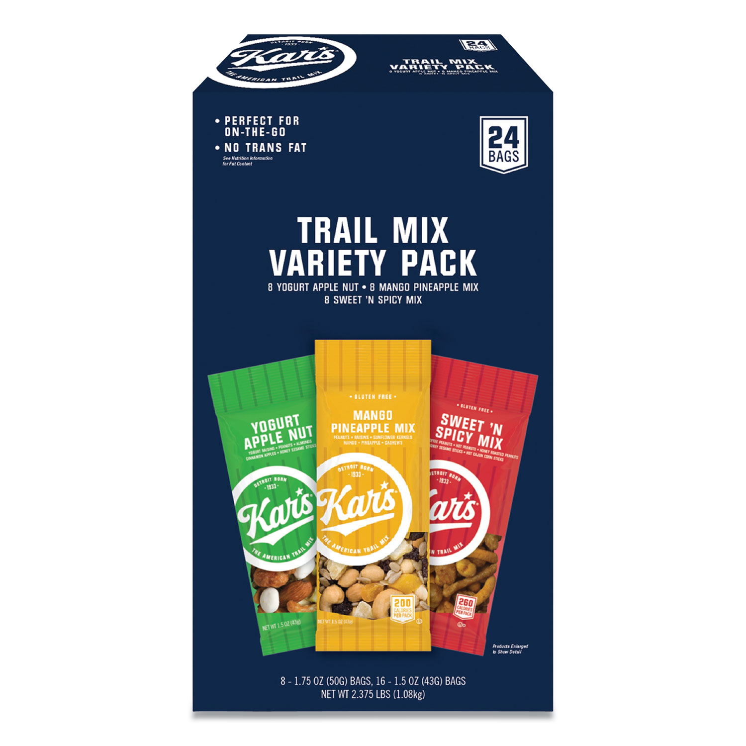  Kar's KAR08361 Trail Mix Variety Pack, Assorted Flavors, 24/Box (AVTSN08361) 