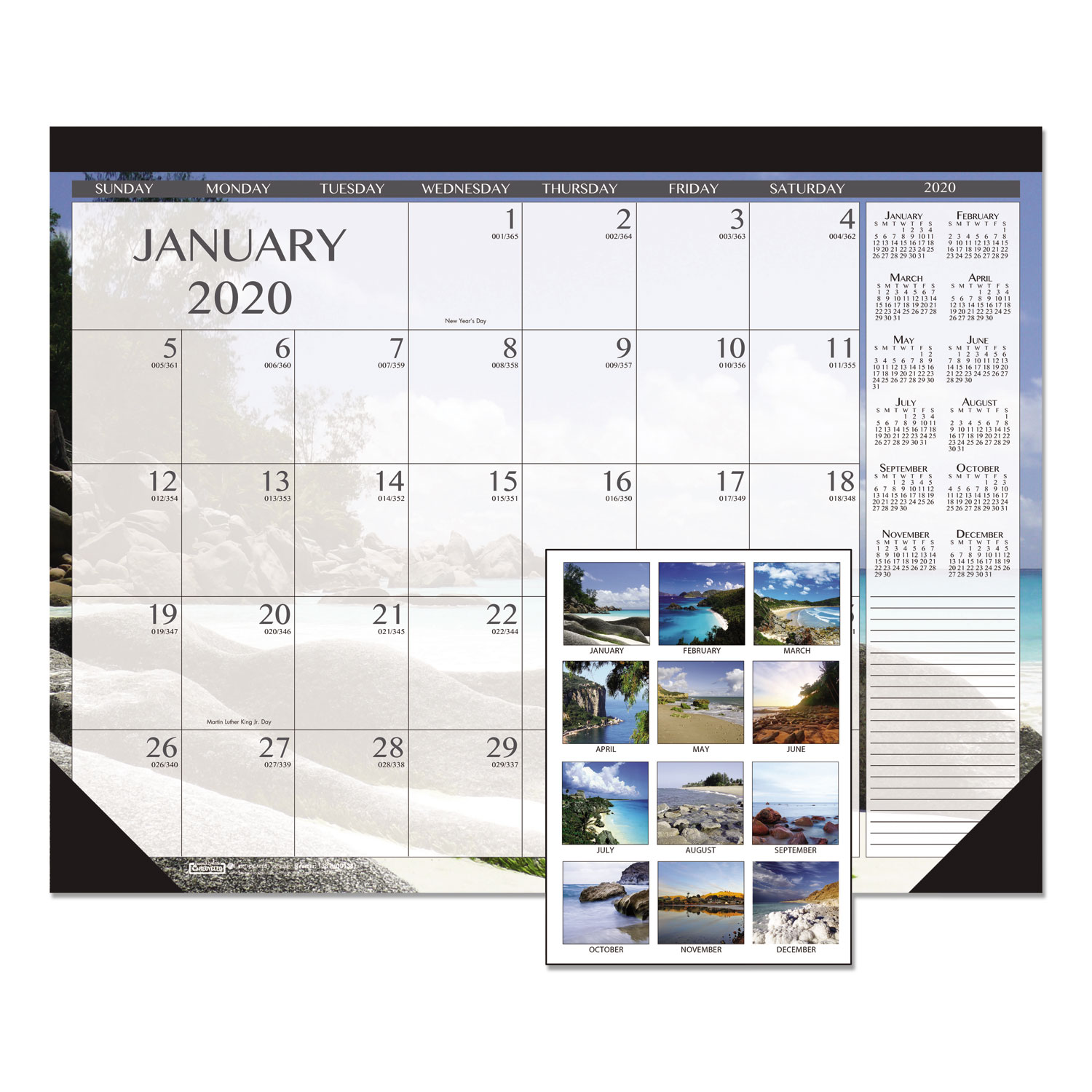 100 Recycled Earthscapes Seascapes Desk Pad Calendar 22 X 17
