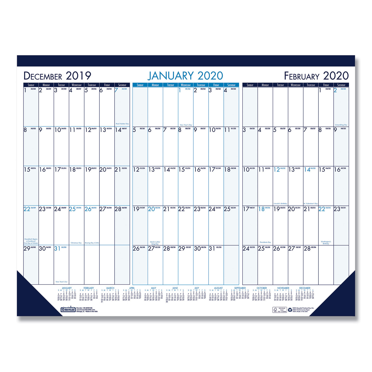 Three Month Desk Pad Calendar 22 X 17 2019 2021 System Supply