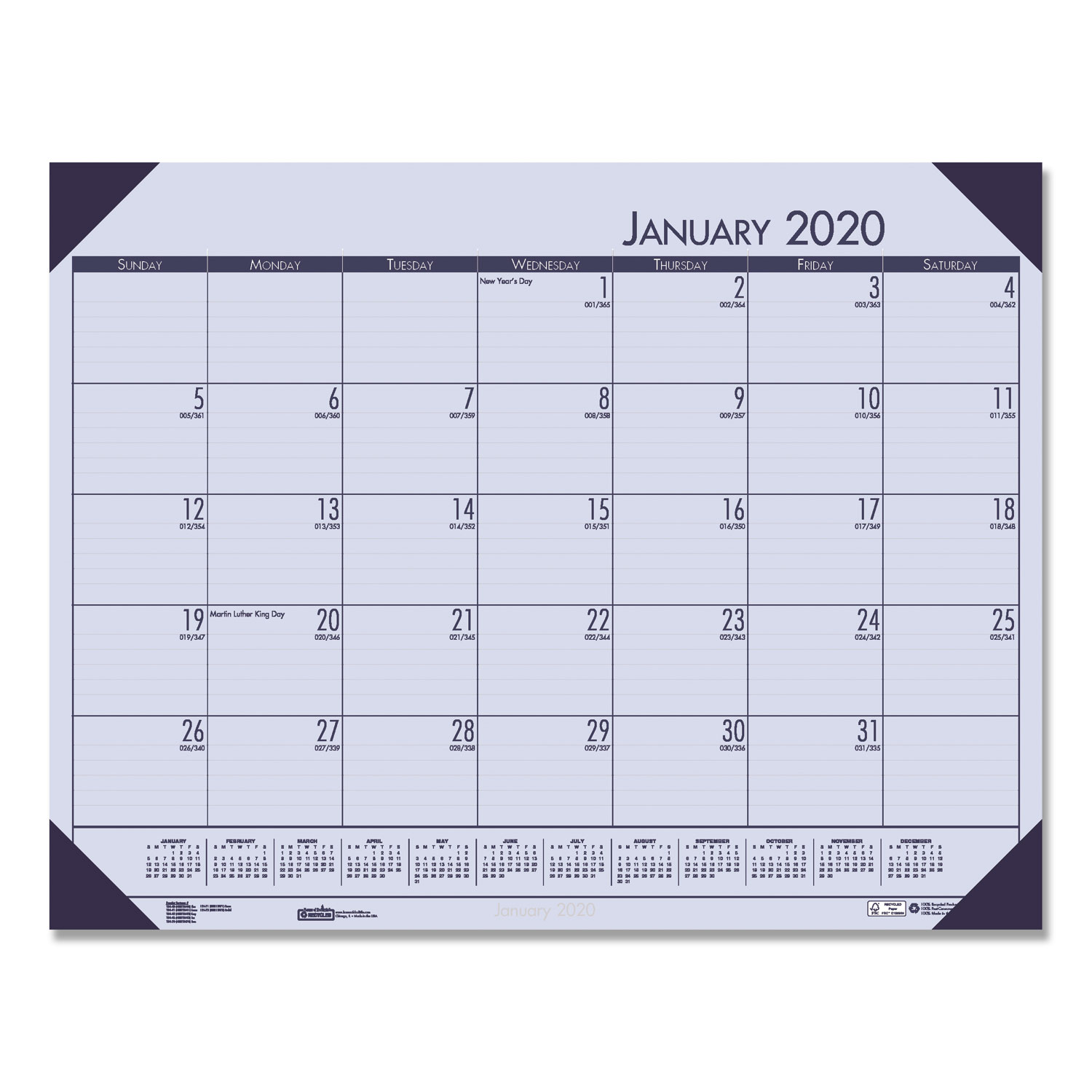 Recycled Ecotones Sunset Orchid Monthly Desk Pad Calendar 22 X 17