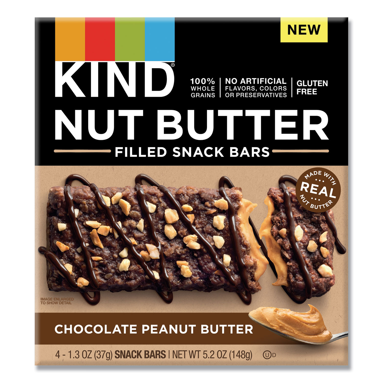  KIND 26286 Nut Butter Filled Snack Bars, Chocolate Peanut Butter, 1.3 oz, 4/Pack (KND26286) 