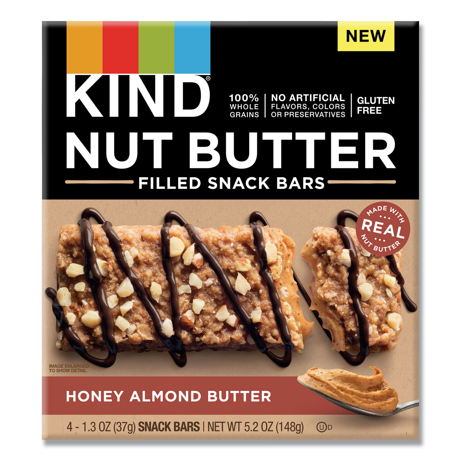  KIND 26289 Nut Butter Filled Snack Bars, Honey Almond Butter, 1.3 oz, 4/Pack (KND26289) 