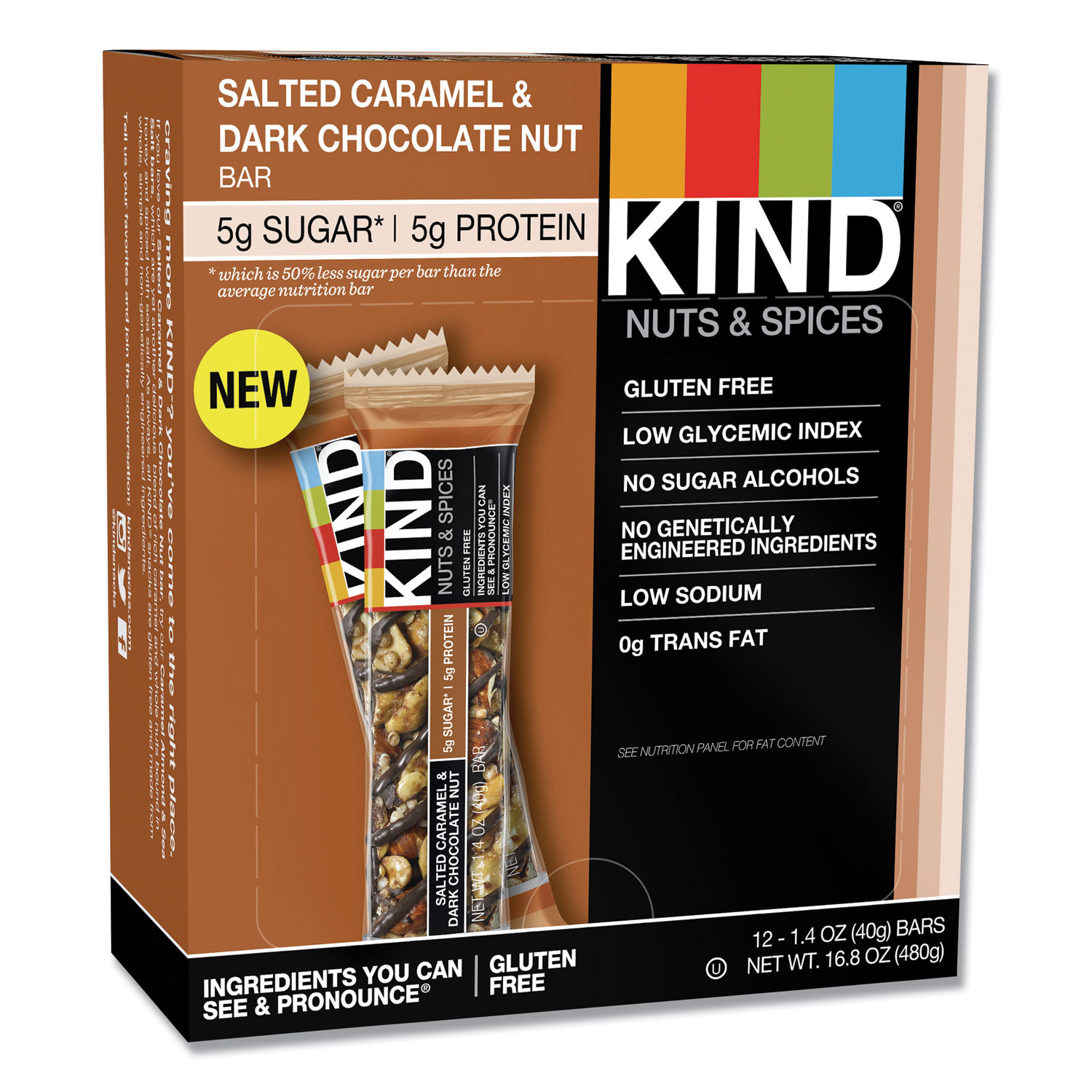  KIND 26961 Nuts and Spices Bar, Salted Caramel and Dark Chocolate Nut, 1.4 oz, 12/Pack (KND26961) 