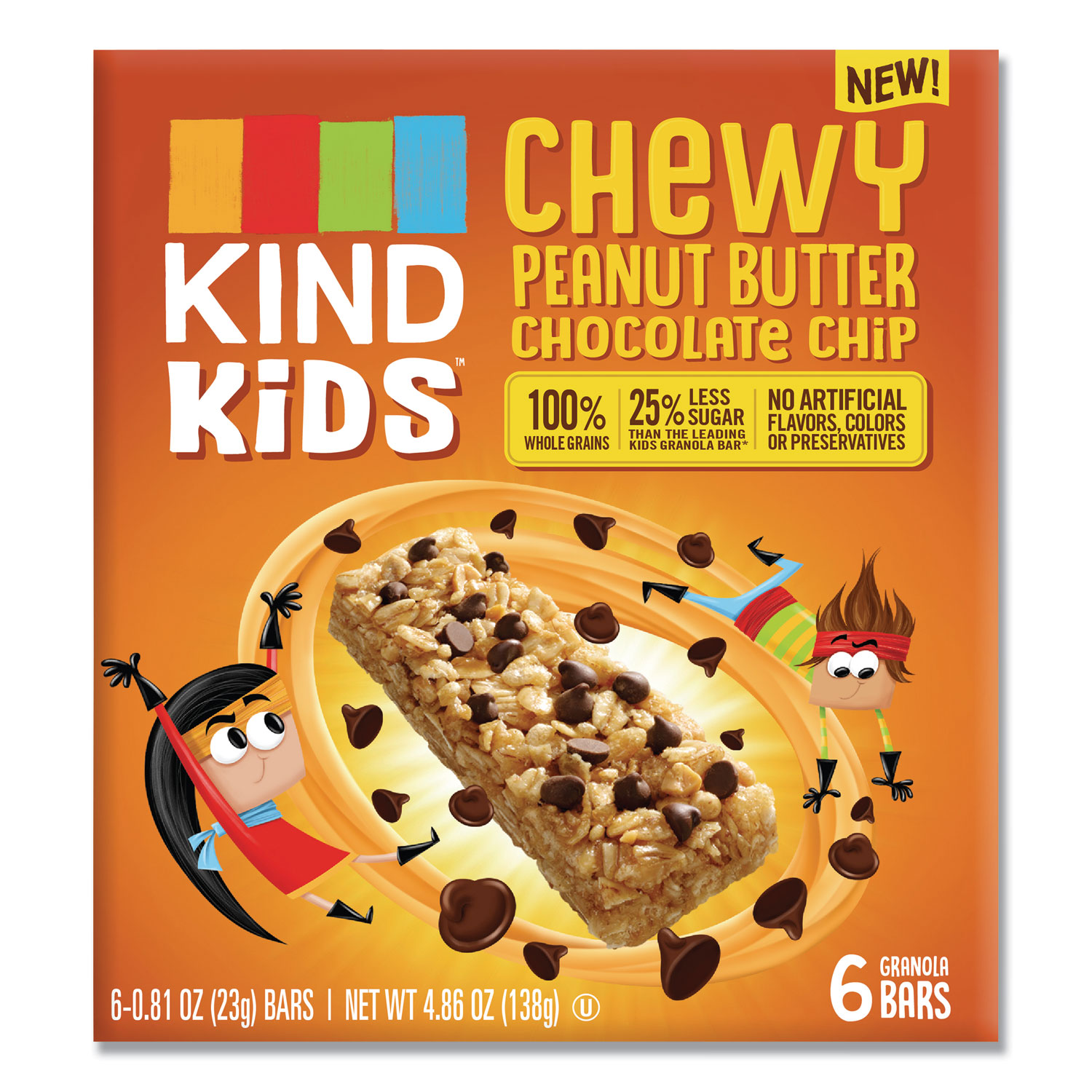  KIND 25988 Kids Bars, Chewy Peanut Butter Chocolate Chip, 0.81 oz, 6/Pack (KND25988) 