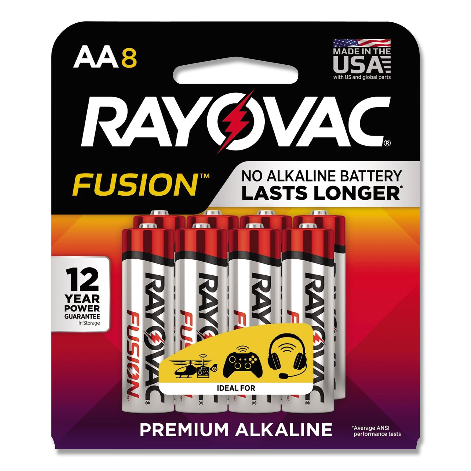  Rayovac 8158TFUSK Fusion Advanced Alkaline AA Batteries, 8/Pack (RAY8158TFUSK) 