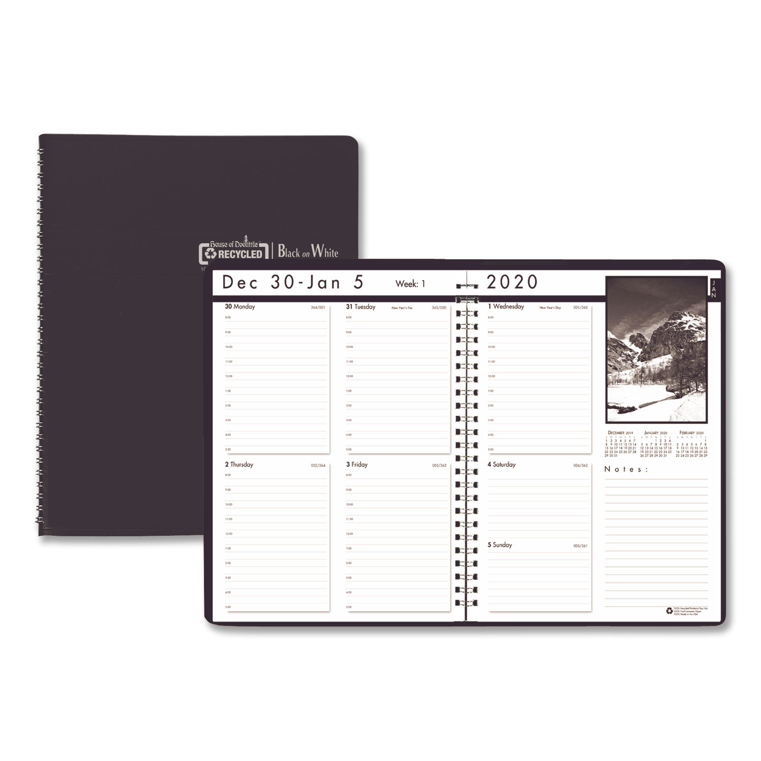  House of Doolittle 2171-02 Weekly Planner with Black and White Photos, 11 x 8 1/2, Black, 2020 (HOD217102) 