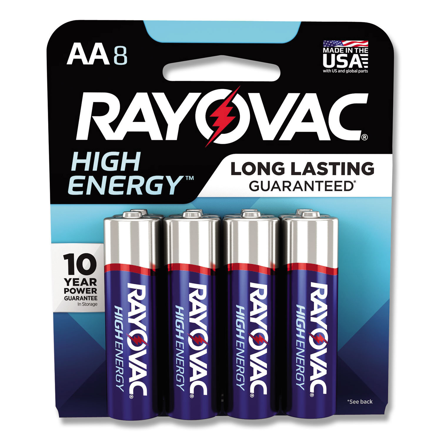  Rayovac 8158K High Energy Premium Alkaline AA Batteries, 8/Pack (RAY8158K) 