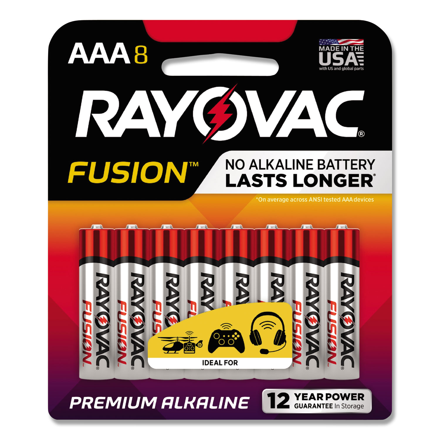  Rayovac 8248TFUSK Fusion Advanced Alkaline AAA Batteries, 8/Pack (RAY8248TFUSK) 