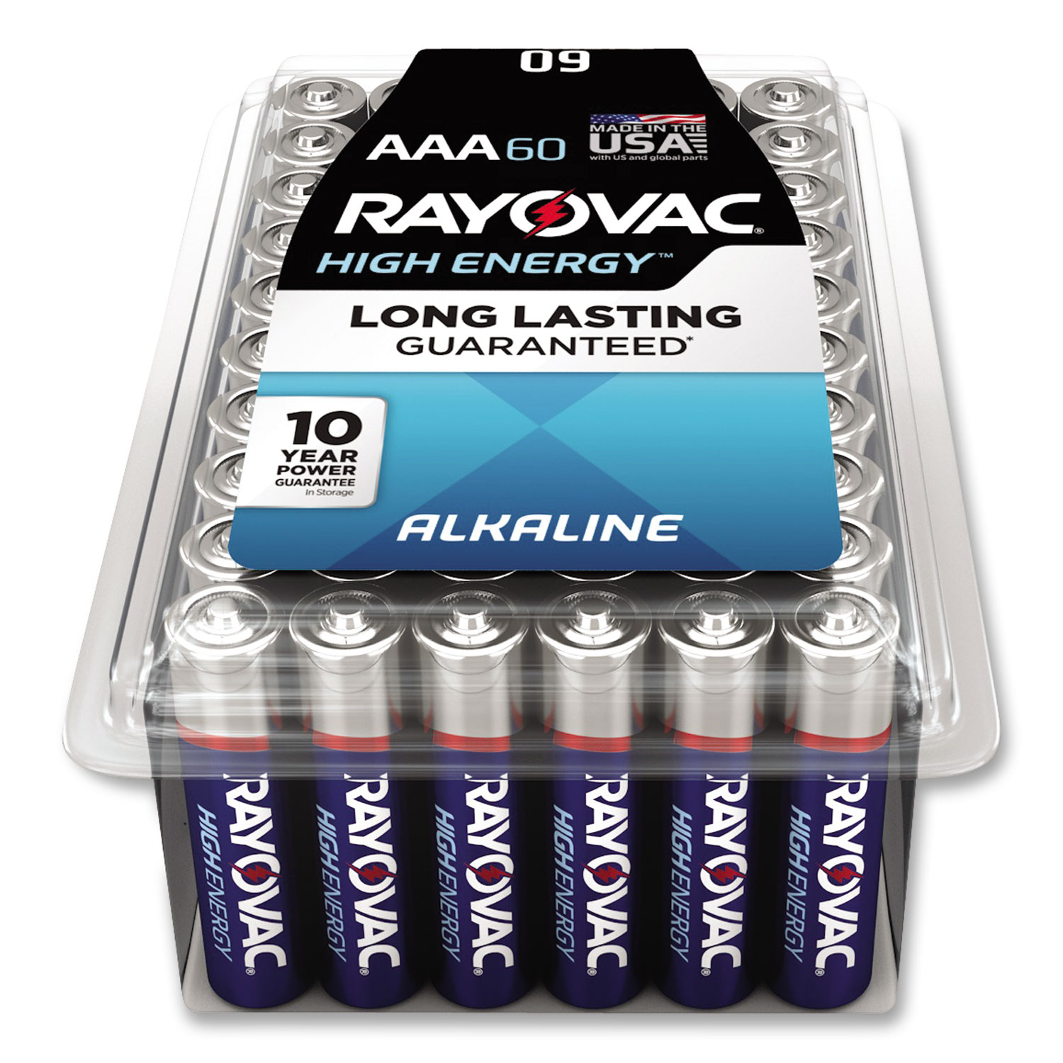  Rayovac 82460PPK Alkaline AAA Batteries, 60/Pack (RAY82460PPK) 