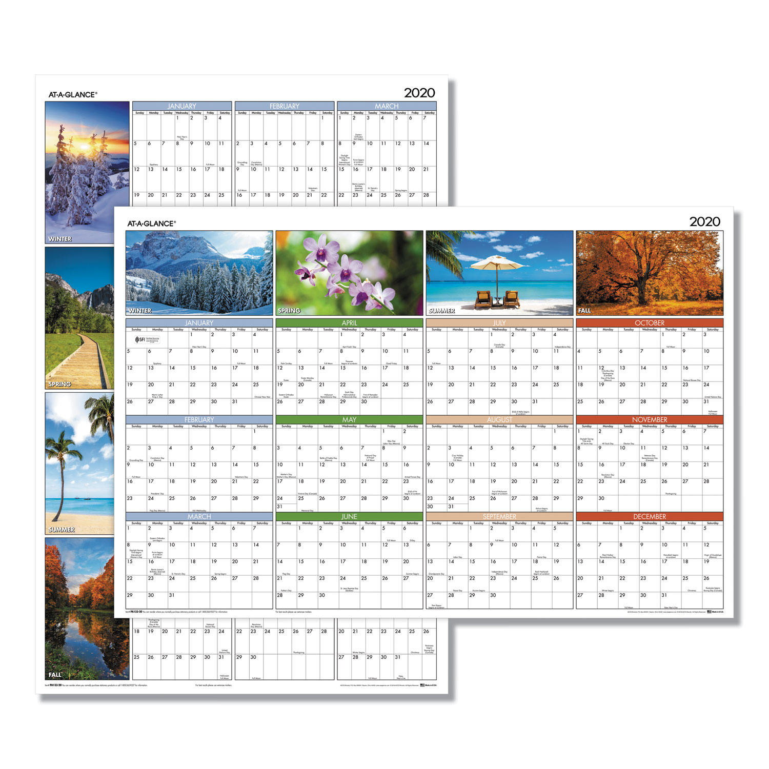 Seasons in Bloom Vertical/Horizontal Erasable Wall Planner, 24 x 36, 2020