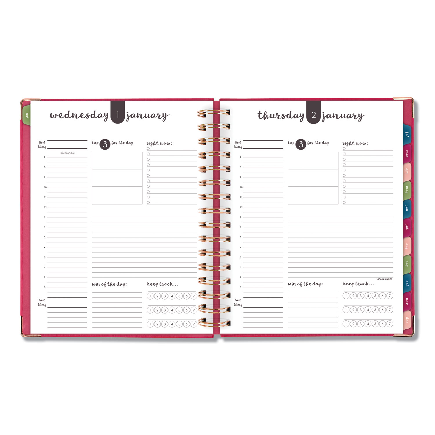 Harmony Daily Hardcover Planner, 8 3/4 x 6 7/8, Berry, 2020