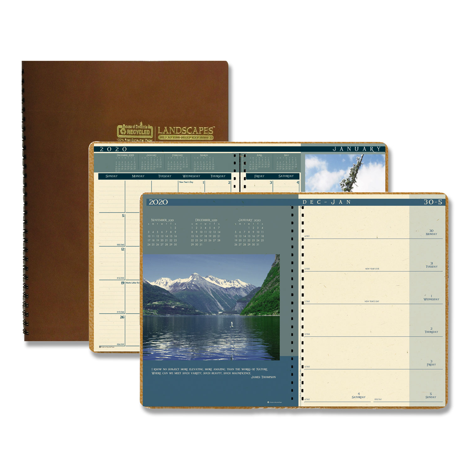  House of Doolittle 528-01 Recycled Landscapes Weekly/Monthly Planner, 11 x 8 1/2, Brown, 2020 (HOD528) 