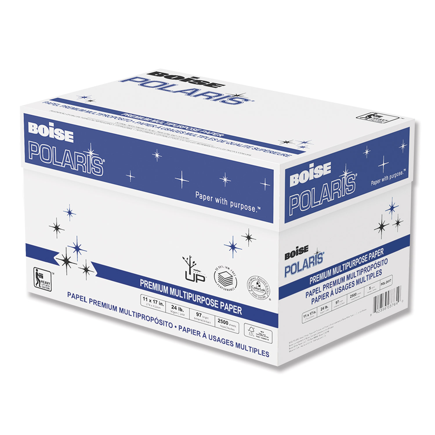 POLARIS Premium Multipurpose Paper, 97 Bright, 24lb, 11 x 17, White, 500 Sheets/Ream, 5 Reams/Carton