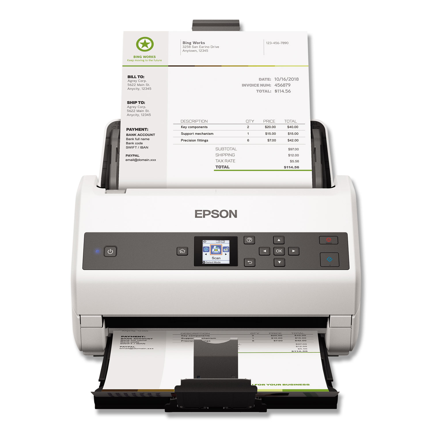  Epson B11B250201 DS-870 Color Workgroup Document Scanner, 600 dpi Optical Resolution, 100-Sheet Duplex Auto Document Feeder (EPSB11B250201) 