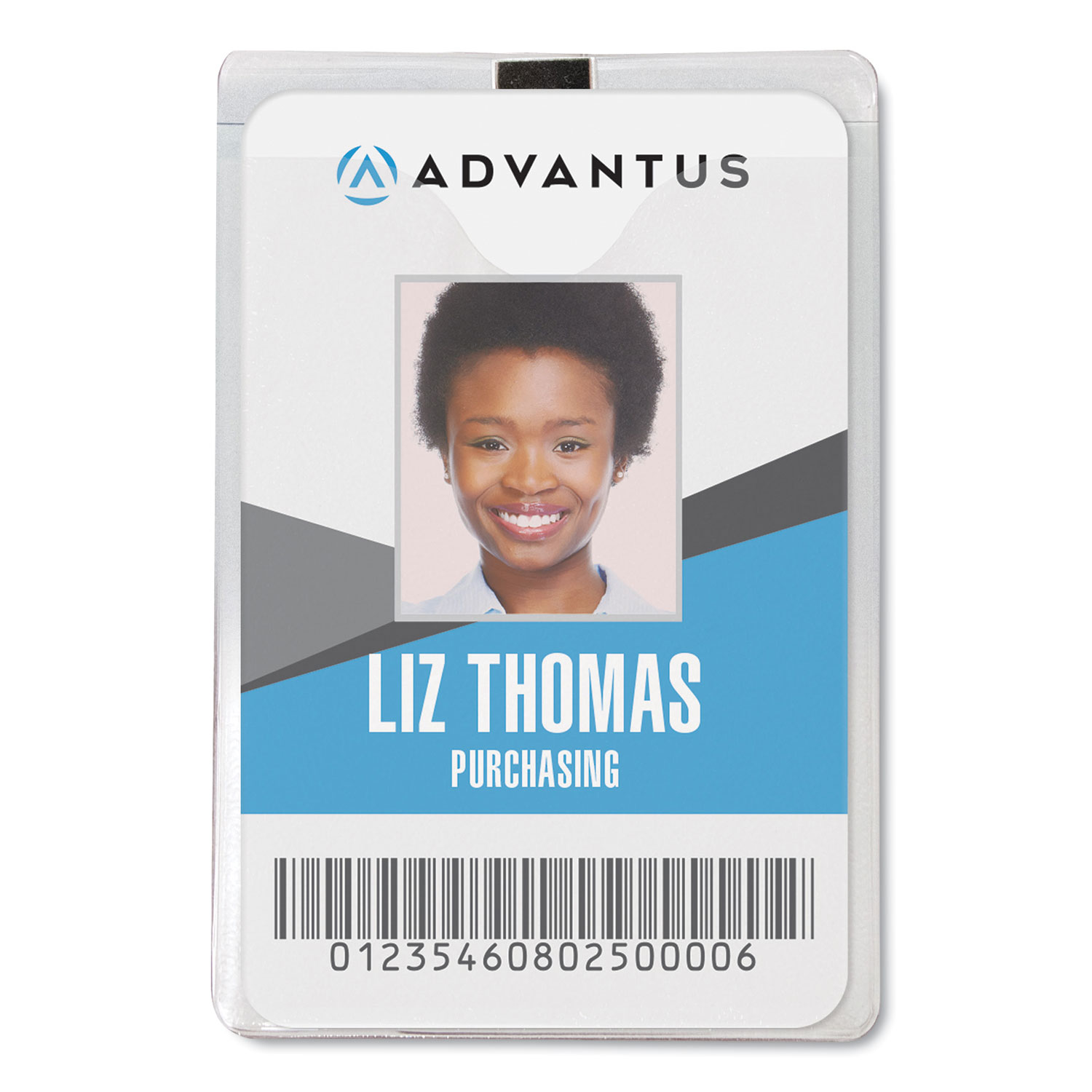  Advantus 75457 ID Badge Holder w/Clip, Vertical, 3w x 4h, Clear, 50/Pack (AVT75457) 